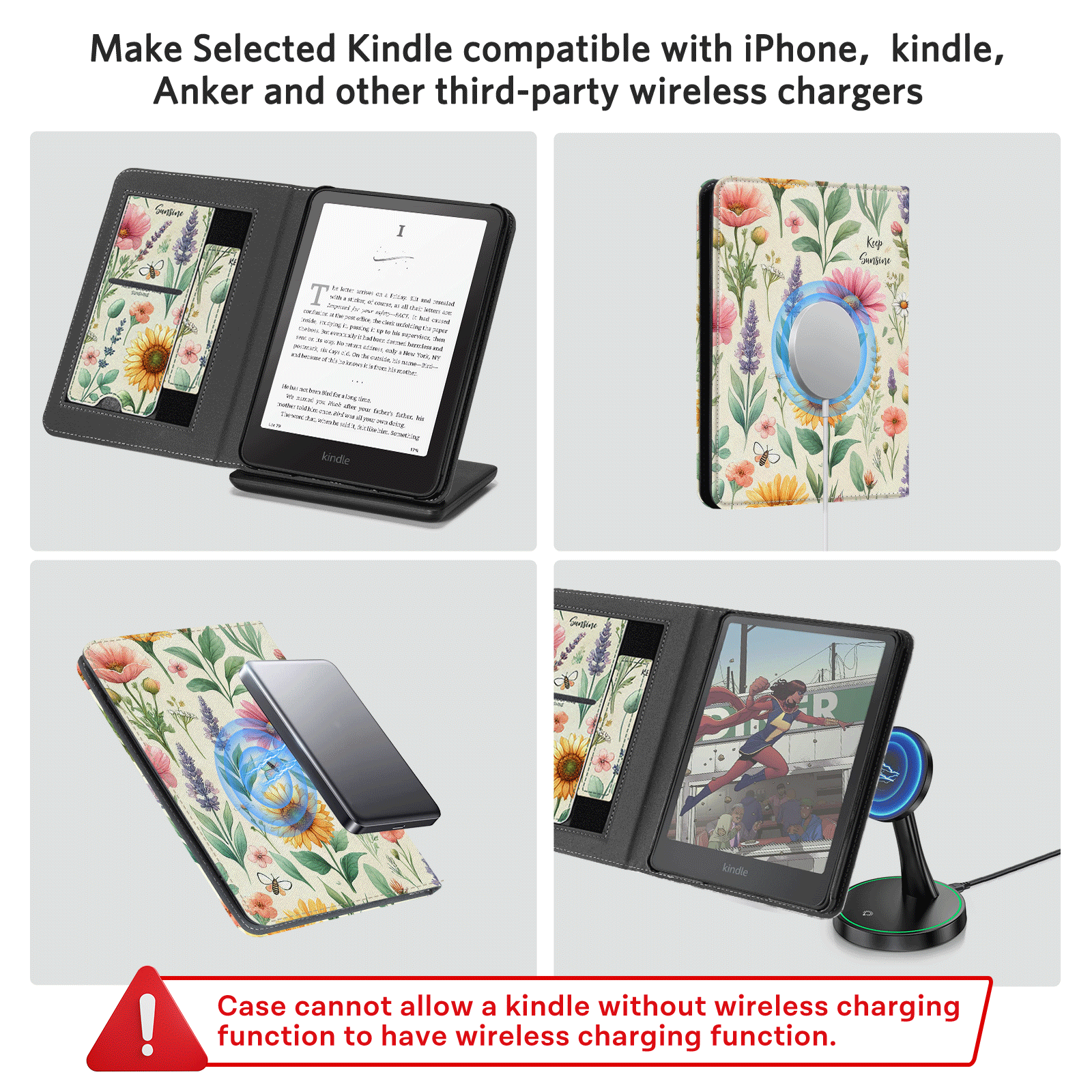 Kindle Paperwhite 12th Gen (2024 7 inch) stand-Prints Case#Color_Sunshine Garden