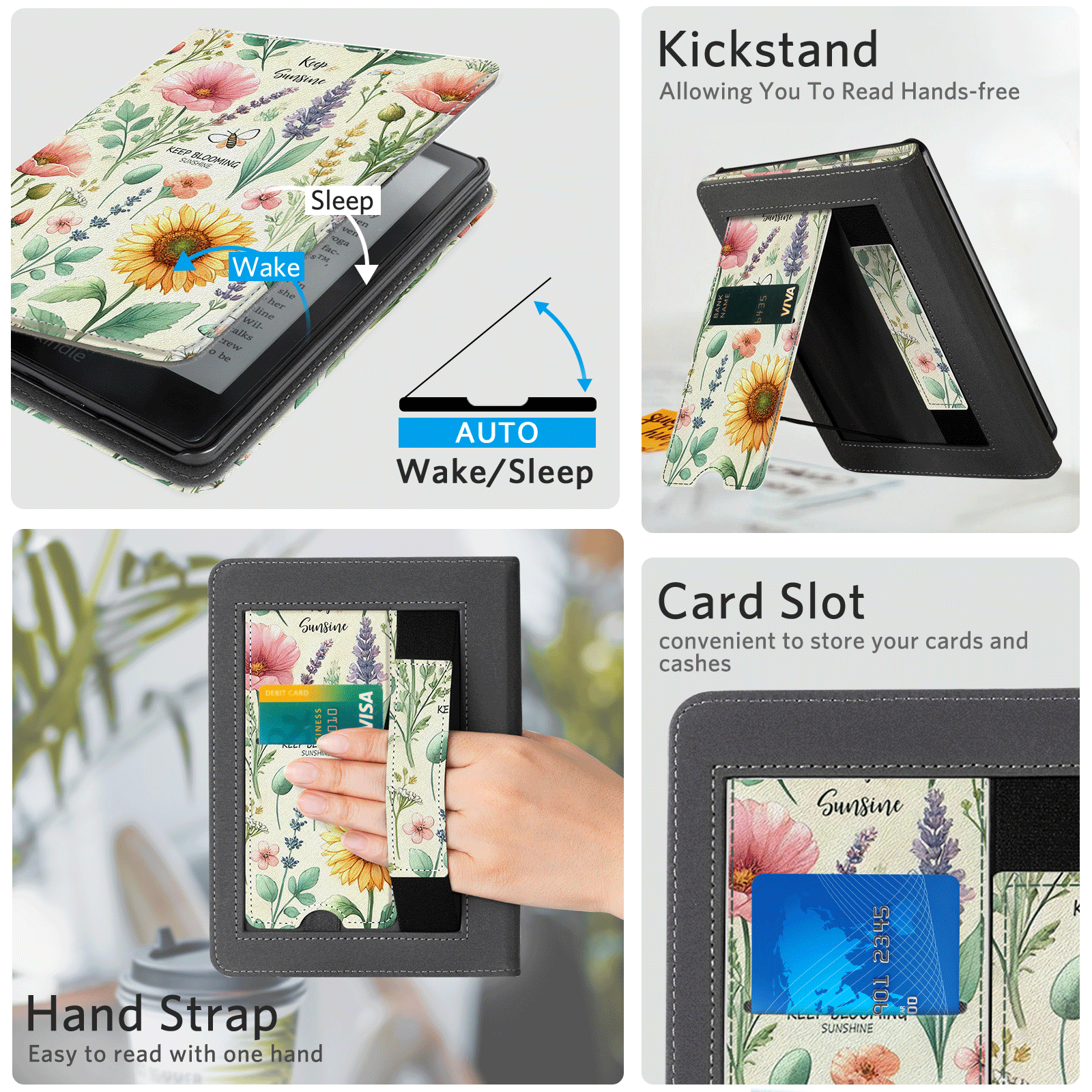 Kindle Paperwhite 12th Gen (2024 7 inch) stand-Prints Case#Color_Sunshine Garden