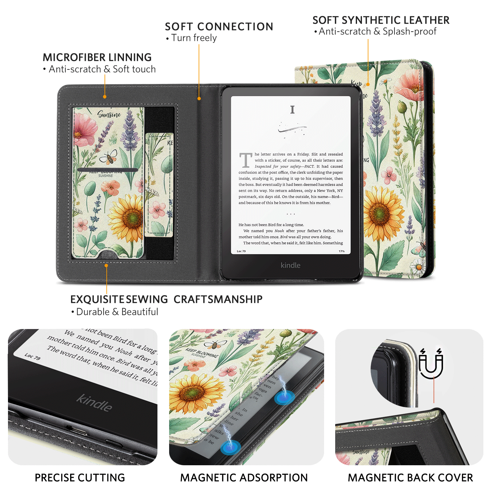 Kindle Paperwhite 12th Gen (2024 7 inch) stand-Prints Case#Color_Sunshine Garden