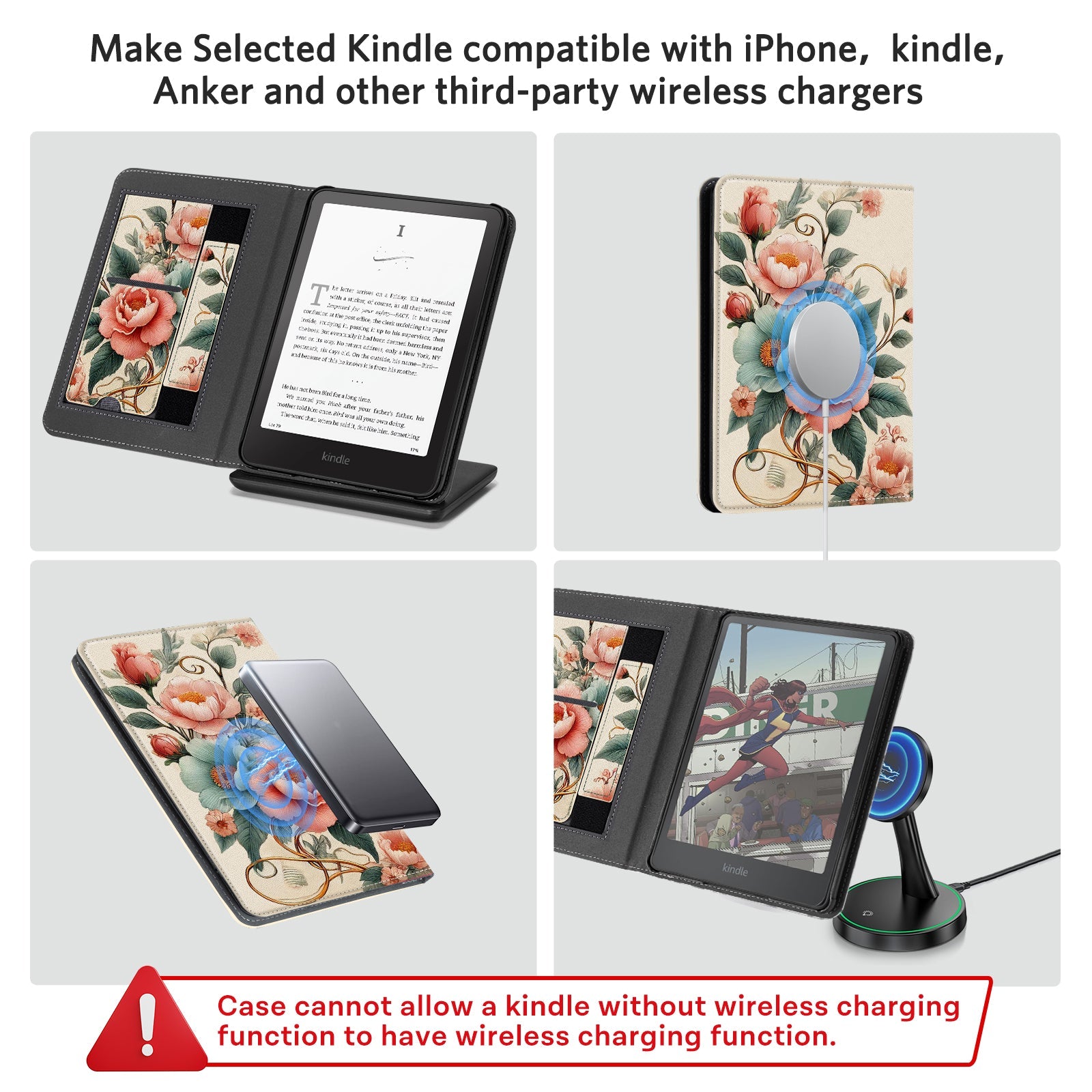 Kindle Paperwhite 12th Gen (2024 7 inch) stand-Prints Case#Color_Vintage Peony