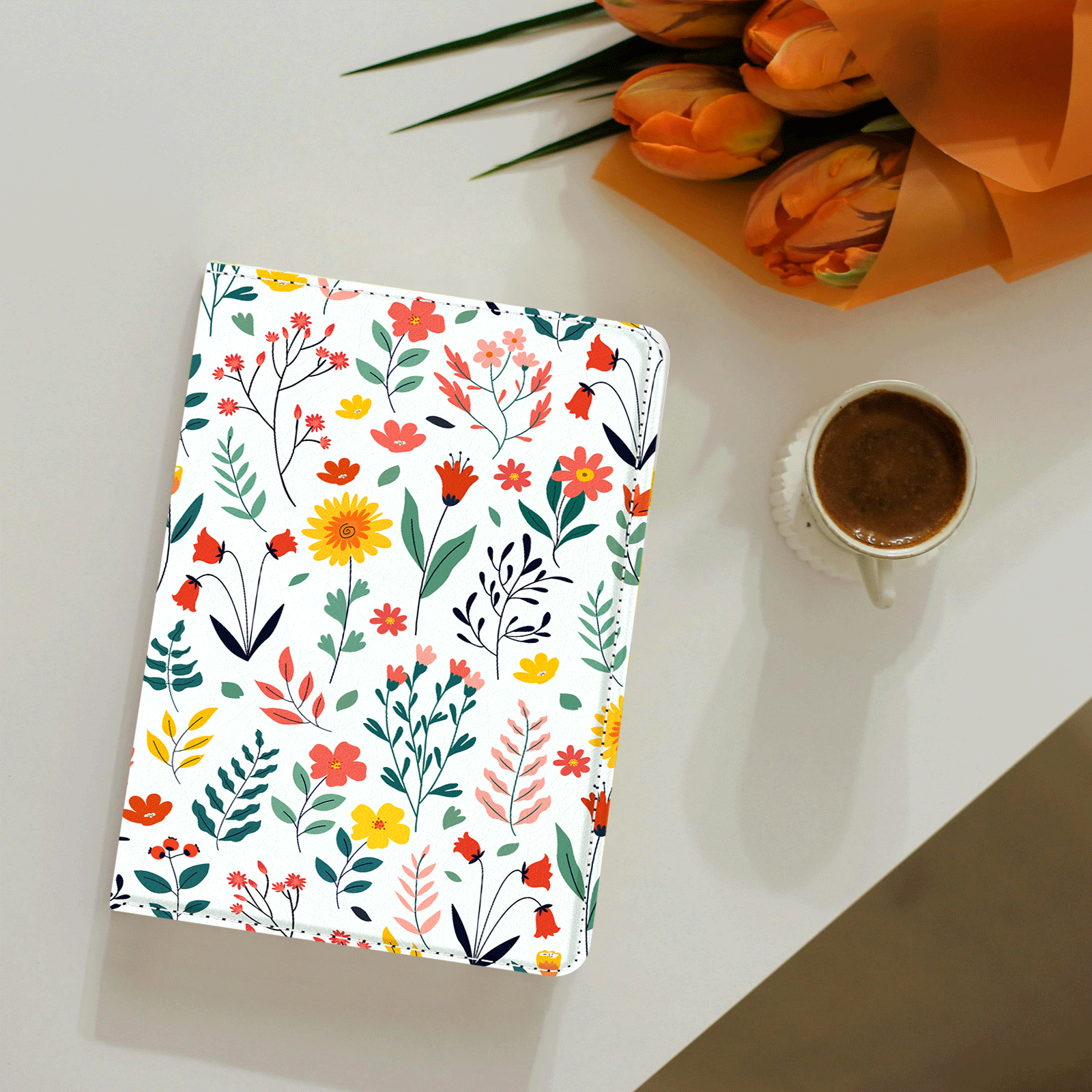 Kindle Paperwhite 12th Gen (2024 7 inch) stand-Prints Case#Color_White Floral