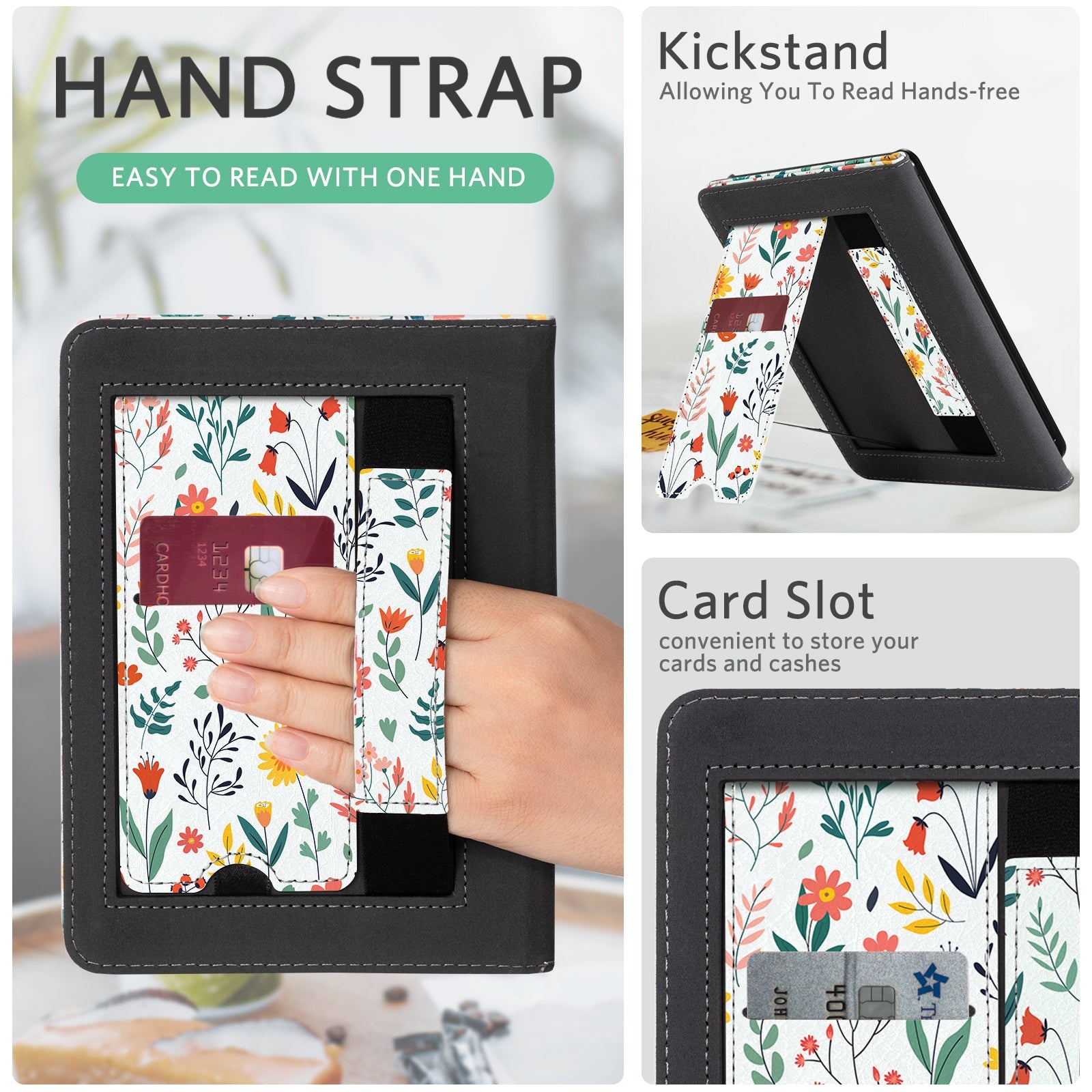 Kindle Paperwhite 12th Gen (2024 7 inch) stand-Prints Case#Color_White Floral