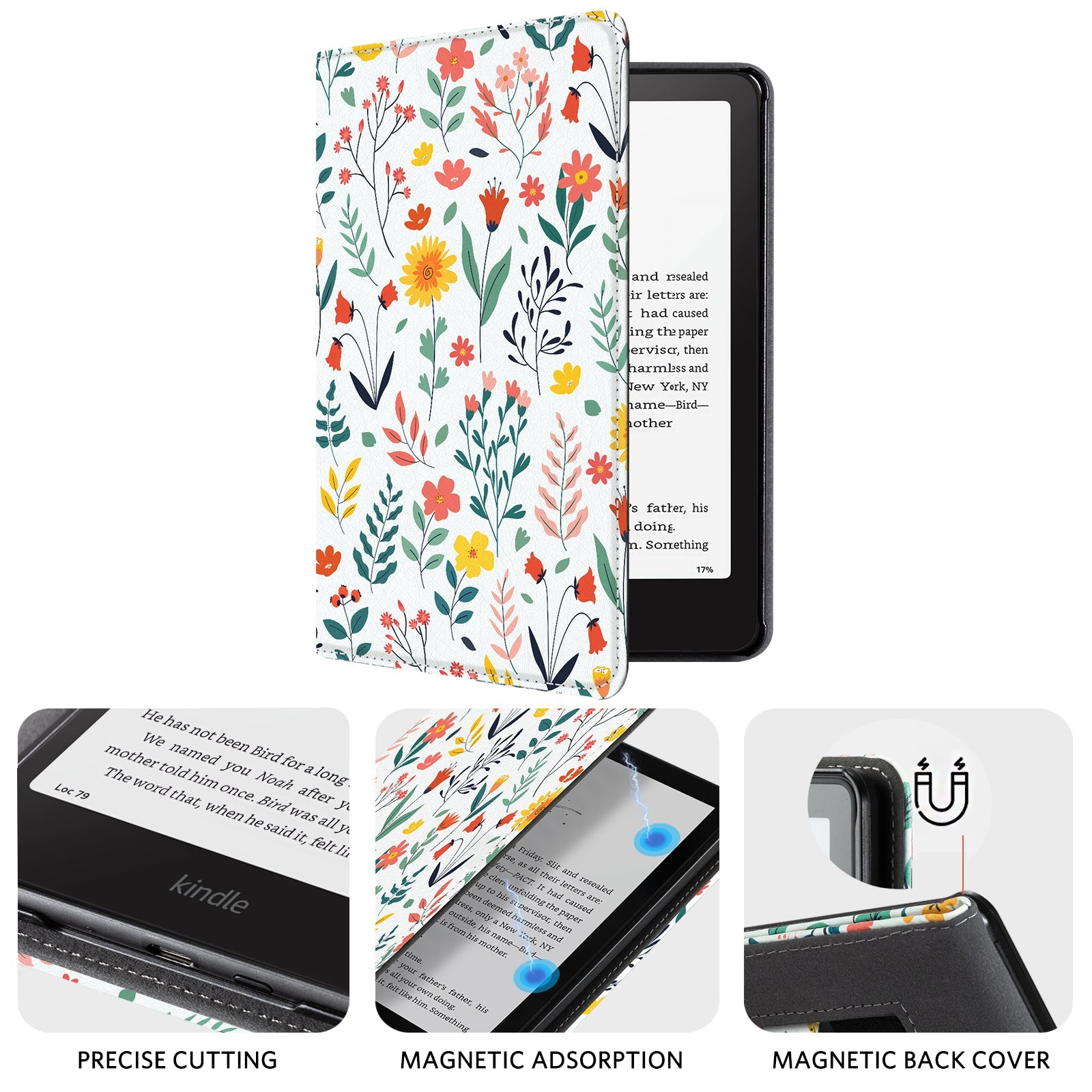 Kindle Paperwhite 12th Gen (2024 7 inch) stand-Prints Case#Color_White Floral