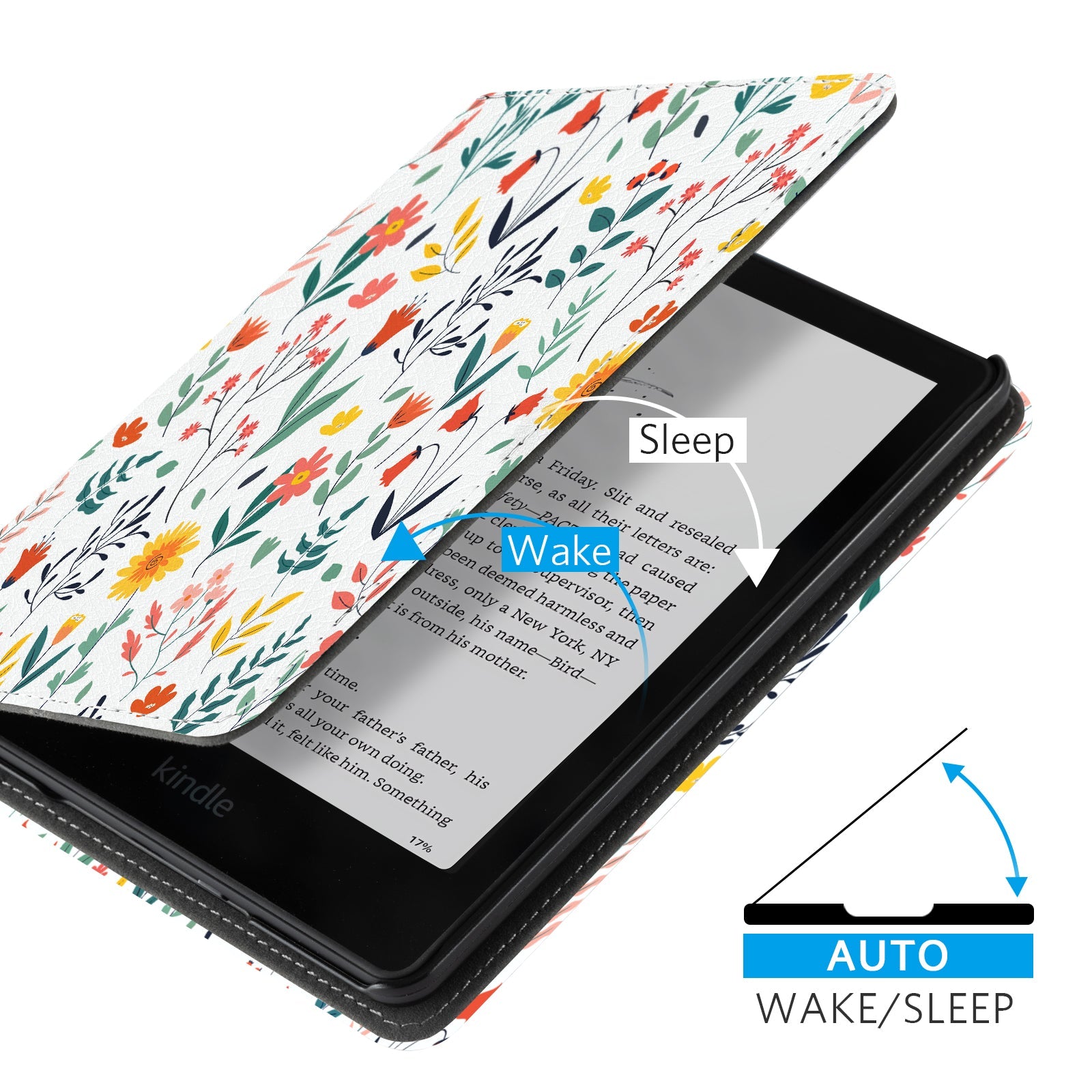 Kindle Paperwhite 12th Gen (2024 7 inch) stand-Prints Case#Color_White Floral