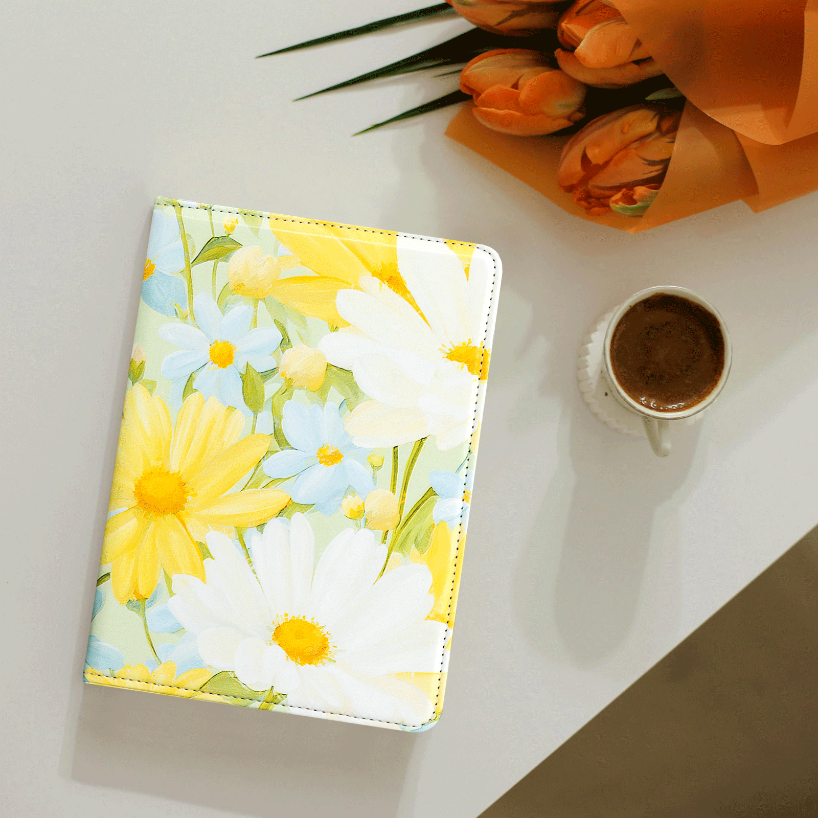 Kindle Paperwhite 12th Gen (2024 7 inch) stand-Prints Case#Color_Yellow Floral