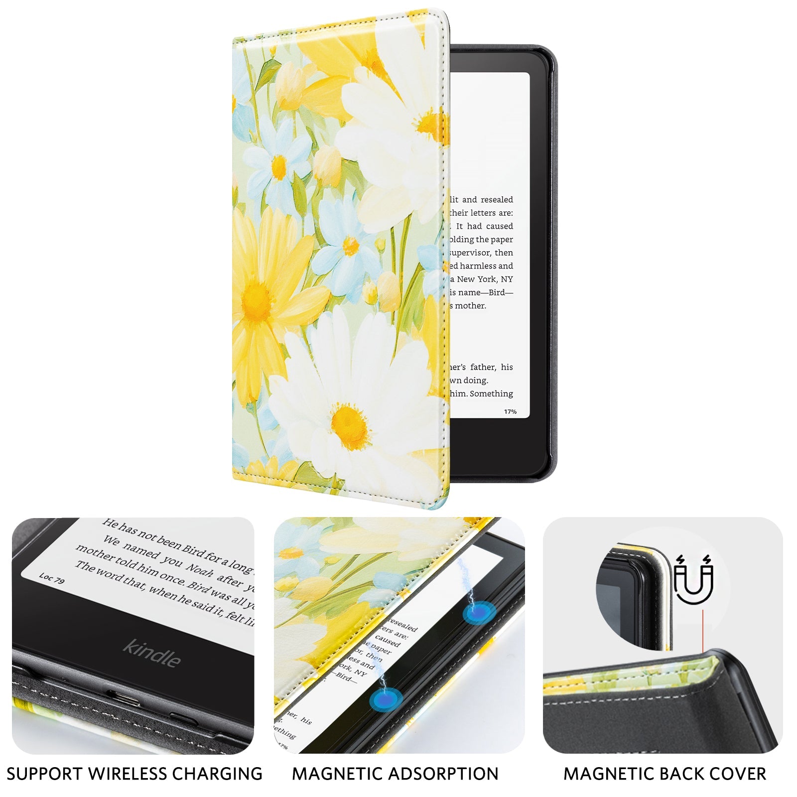 Kindle Paperwhite 12th Gen (2024 7 inch) stand-Prints Case#Color_Yellow Floral