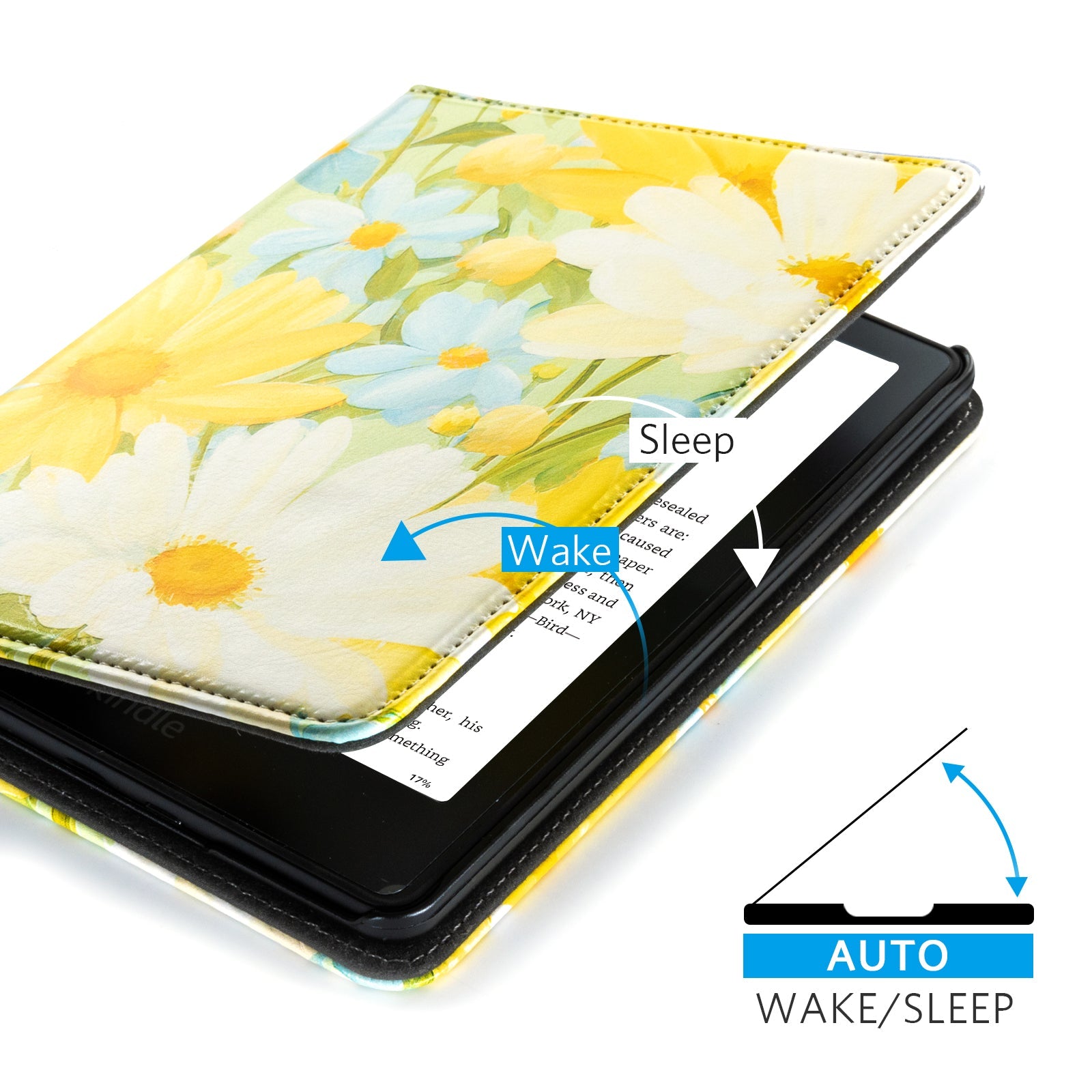 Kindle Paperwhite 12th Gen (2024 7 inch) stand-Prints Case#Color_Yellow Floral