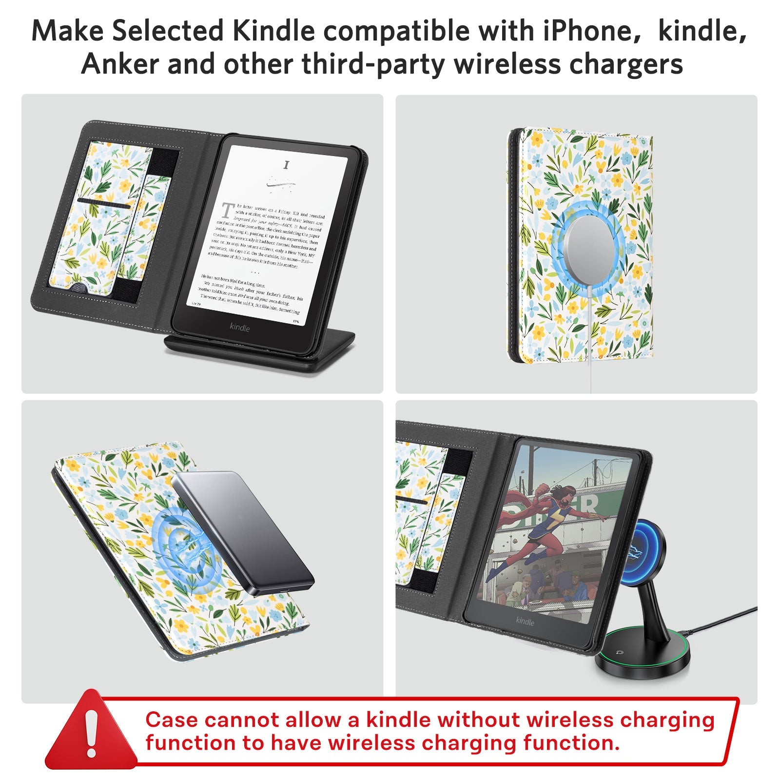 Kindle Paperwhite 12th Gen (2024 7 inch) stand-Prints Case#Color_Yellow Flowers