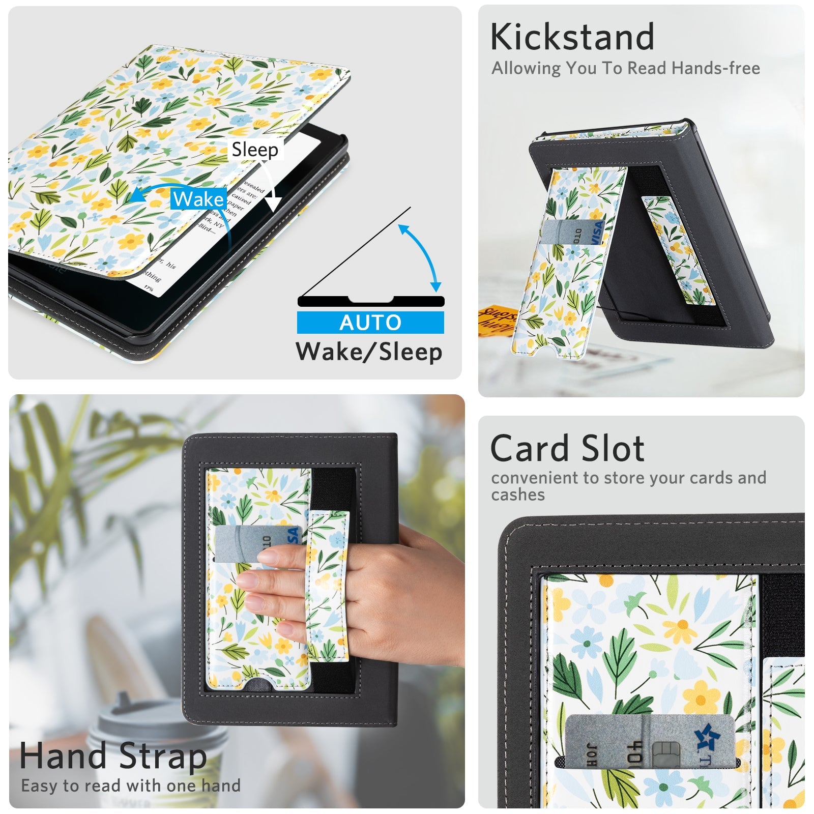 Kindle Paperwhite 12th Gen (2024 7 inch) stand-Prints Case#Color_Yellow Flowers