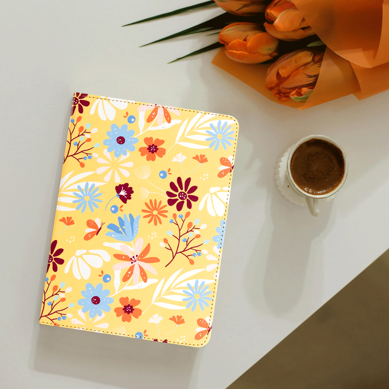 Kindle Paperwhite 12th Gen (2024 7 inch) stand-Prints Case#Color_Yellow Sea Of Flowers