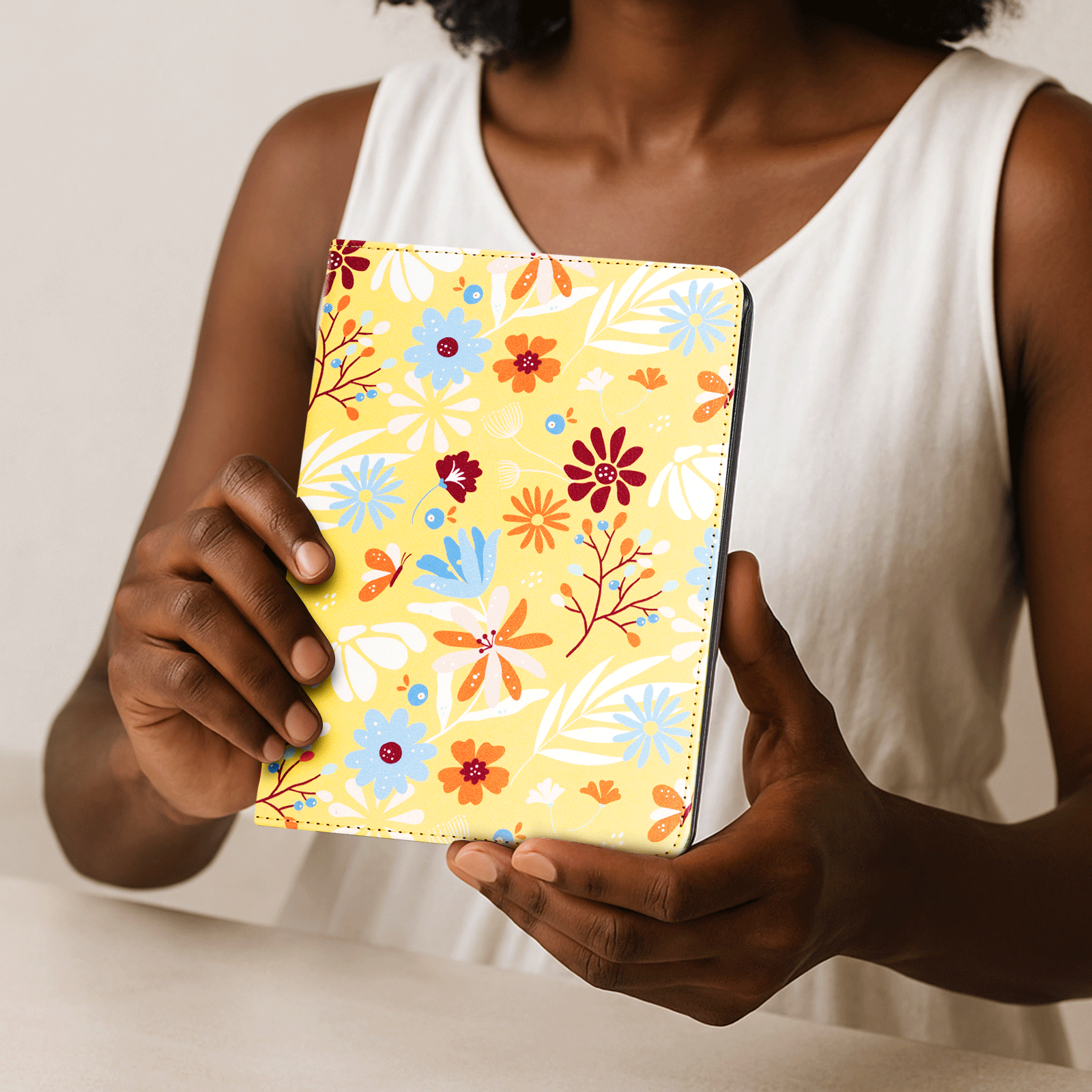 Kindle Paperwhite 12th Gen (2024 7 inch) stand-Prints Case#Color_Yellow Sea Of Flowers
