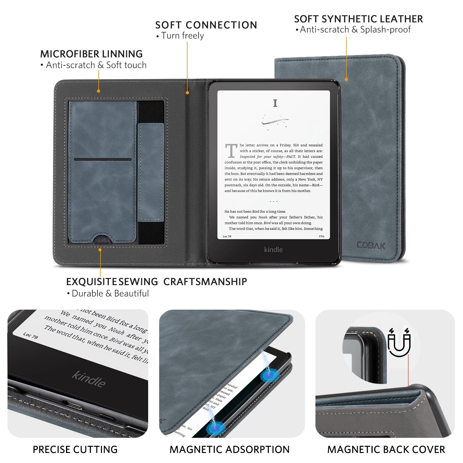 Kindle Paperwhite 12th Gen (2024 7 inch) stand Case#Color_Blue Gray