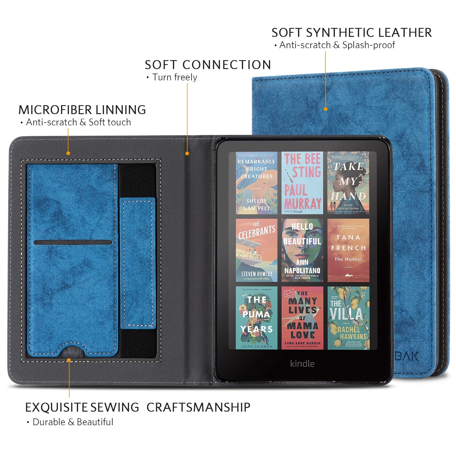 Kindle Paperwhite 12th Gen (2024 7 inch) stand Case#Color_Cowhide Blue