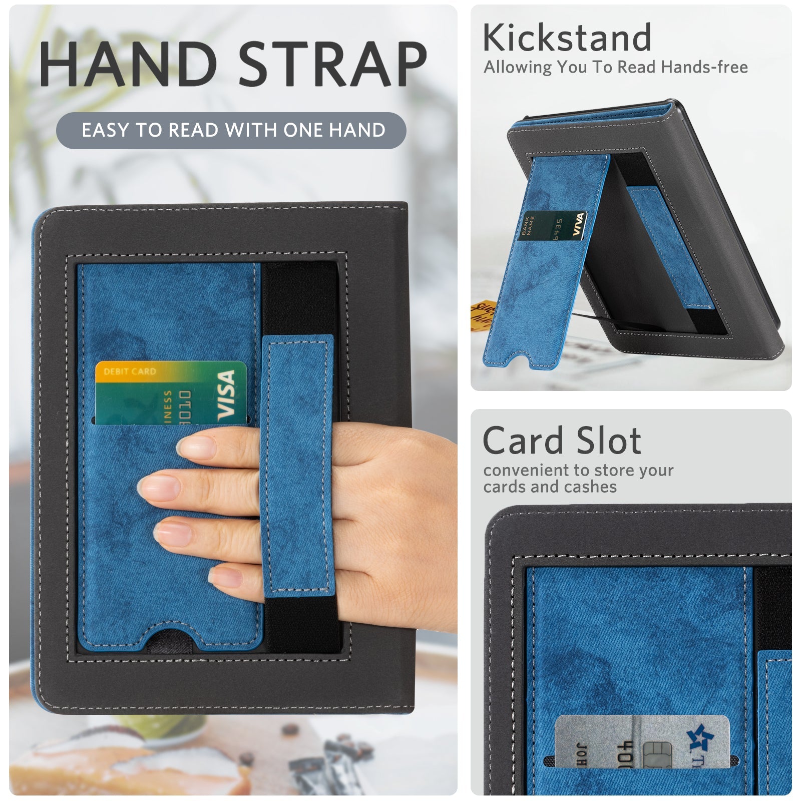 Kindle Paperwhite 12th Gen (2024 7 inch) stand Case#Color_Cowhide Blue