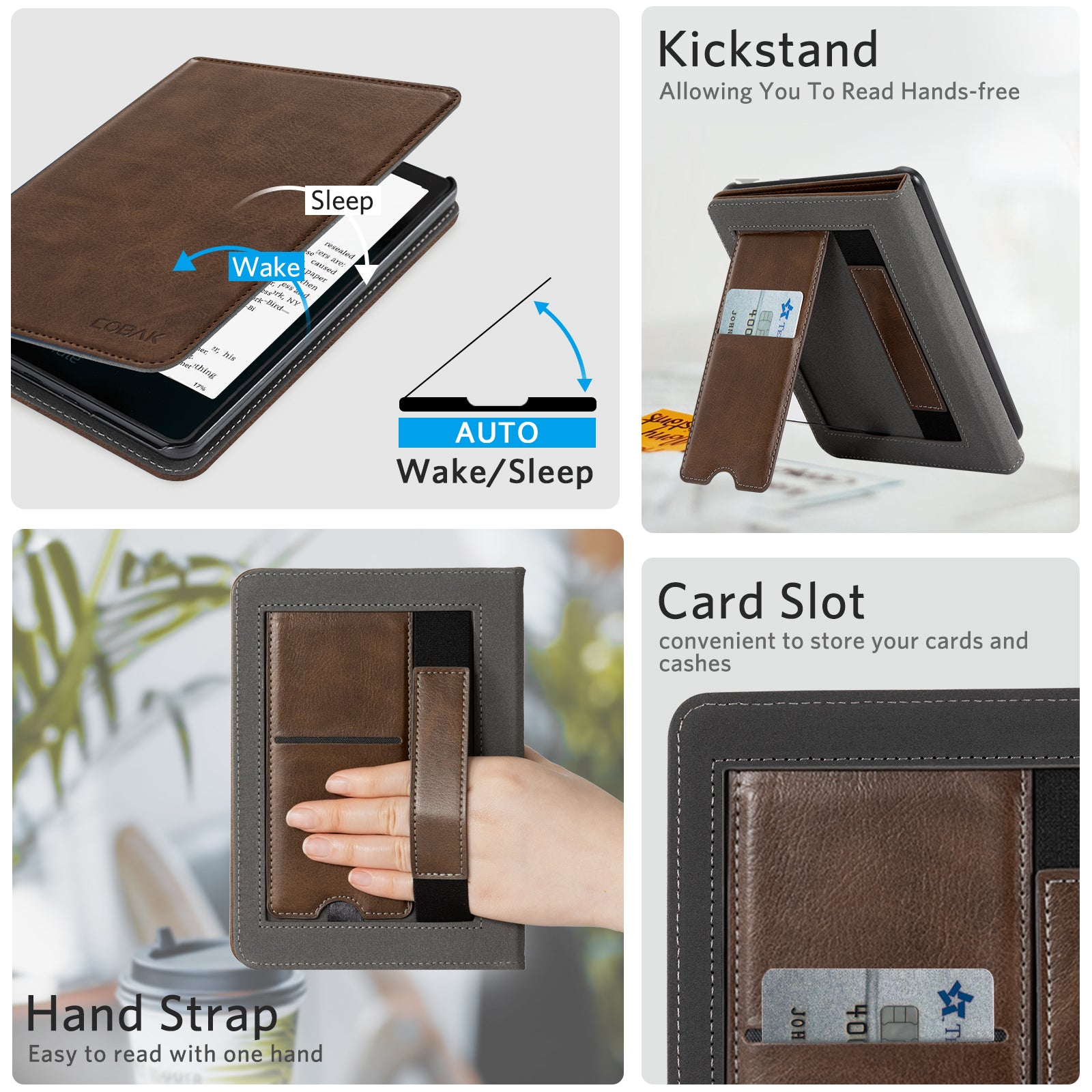 Kindle Paperwhite 12th Gen (2024 7 inch) stand Case#Color_Cowhide Brown