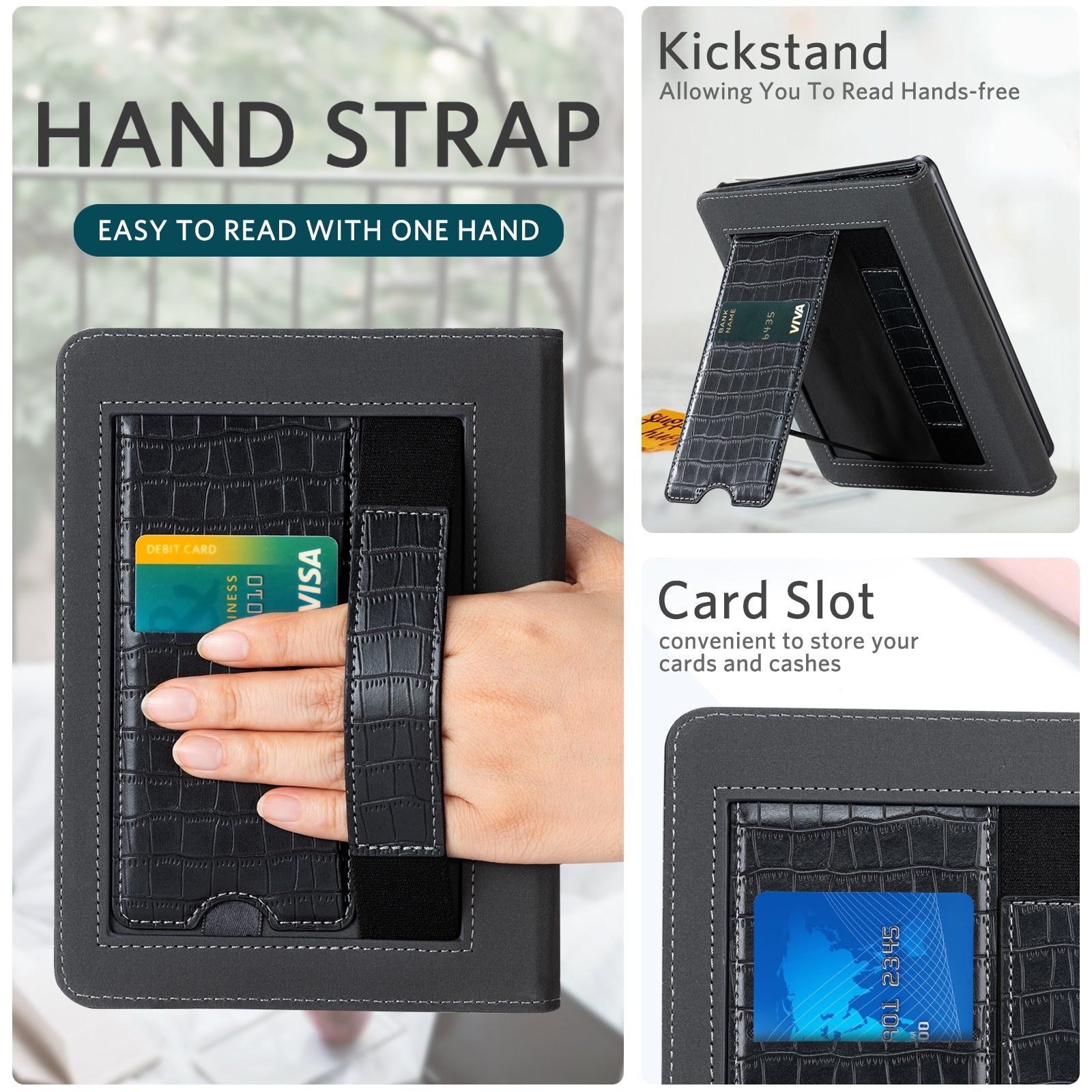 Kindle Paperwhite 12th Gen (2024 7 inch) stand Case#Color_Croco Black