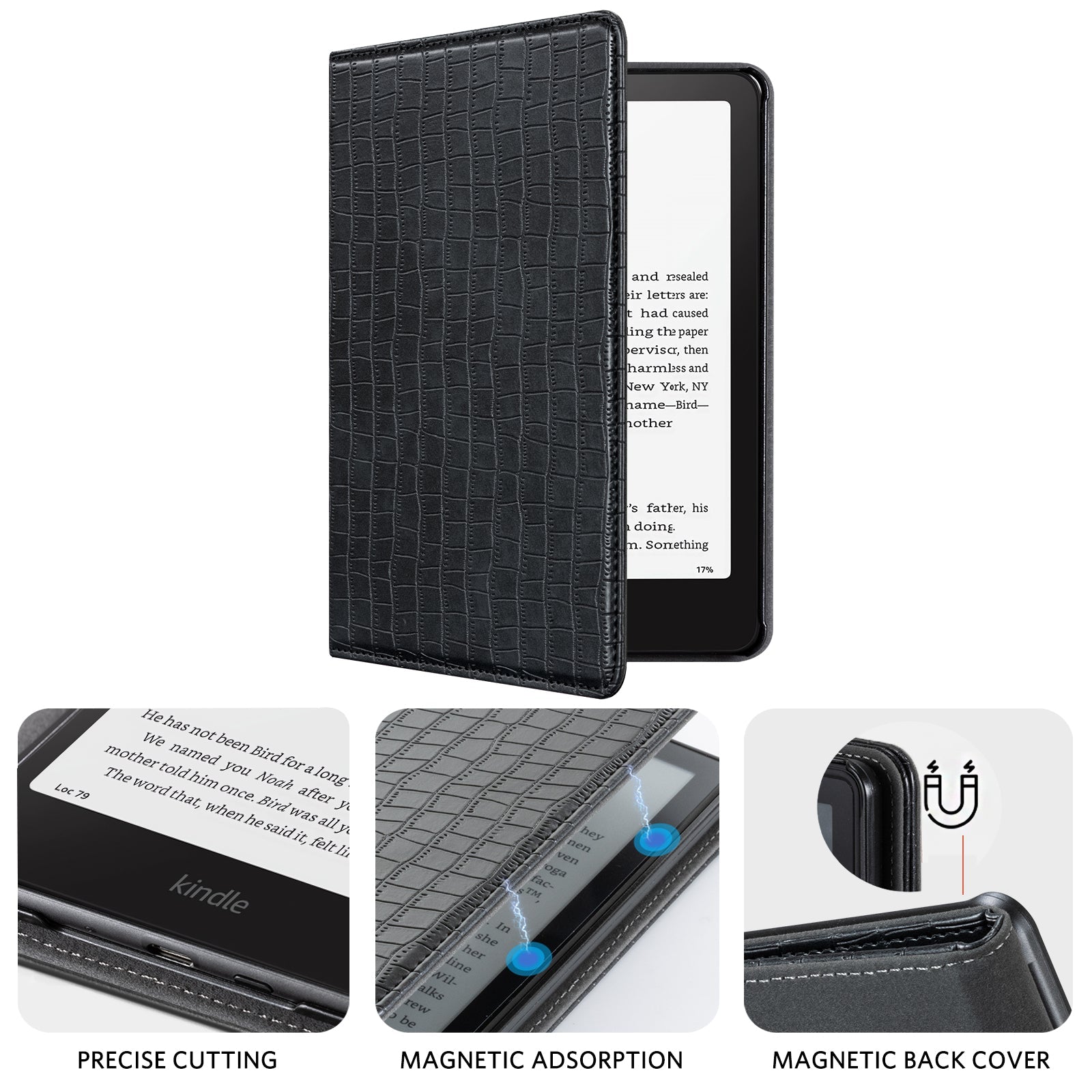 Kindle Paperwhite 12th Gen (2024 7 inch) stand Case#Color_Croco Black