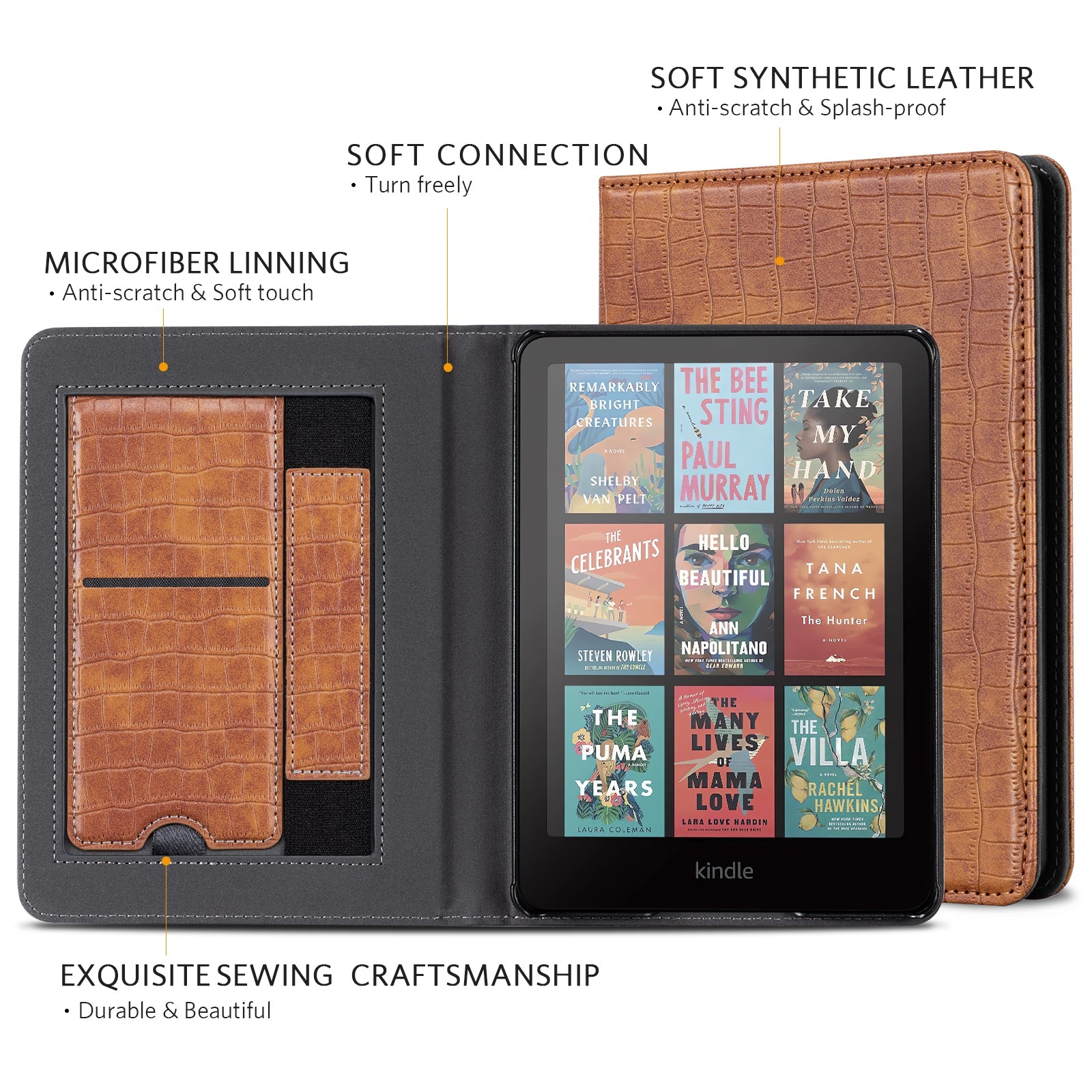Kindle Paperwhite 12th Gen (2024 7 inch) stand Case#Color_Croco Brown