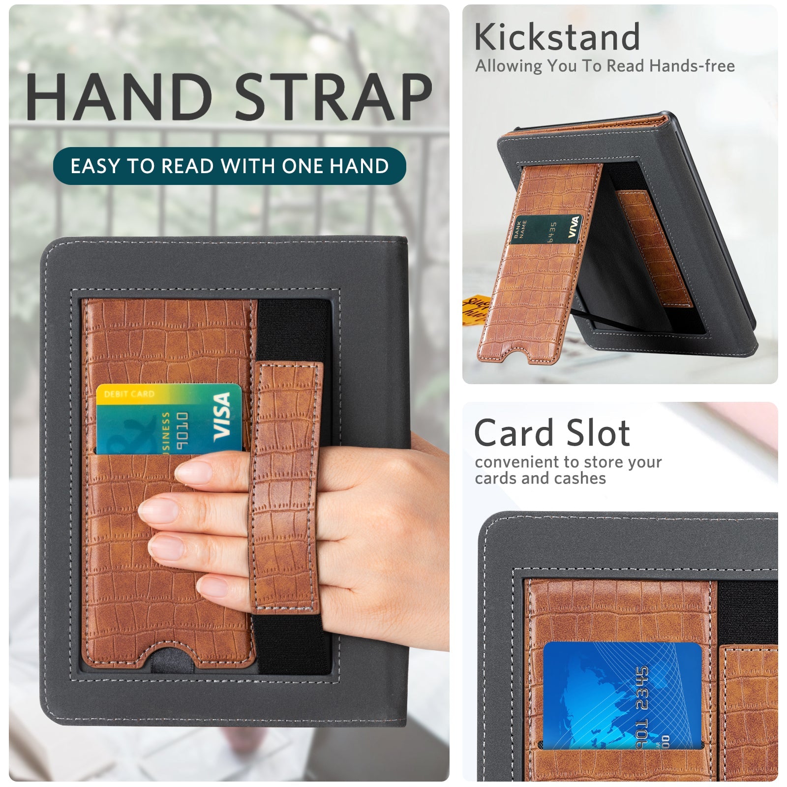 Kindle Paperwhite 12th Gen (2024 7 inch) stand Case#Color_Croco Brown