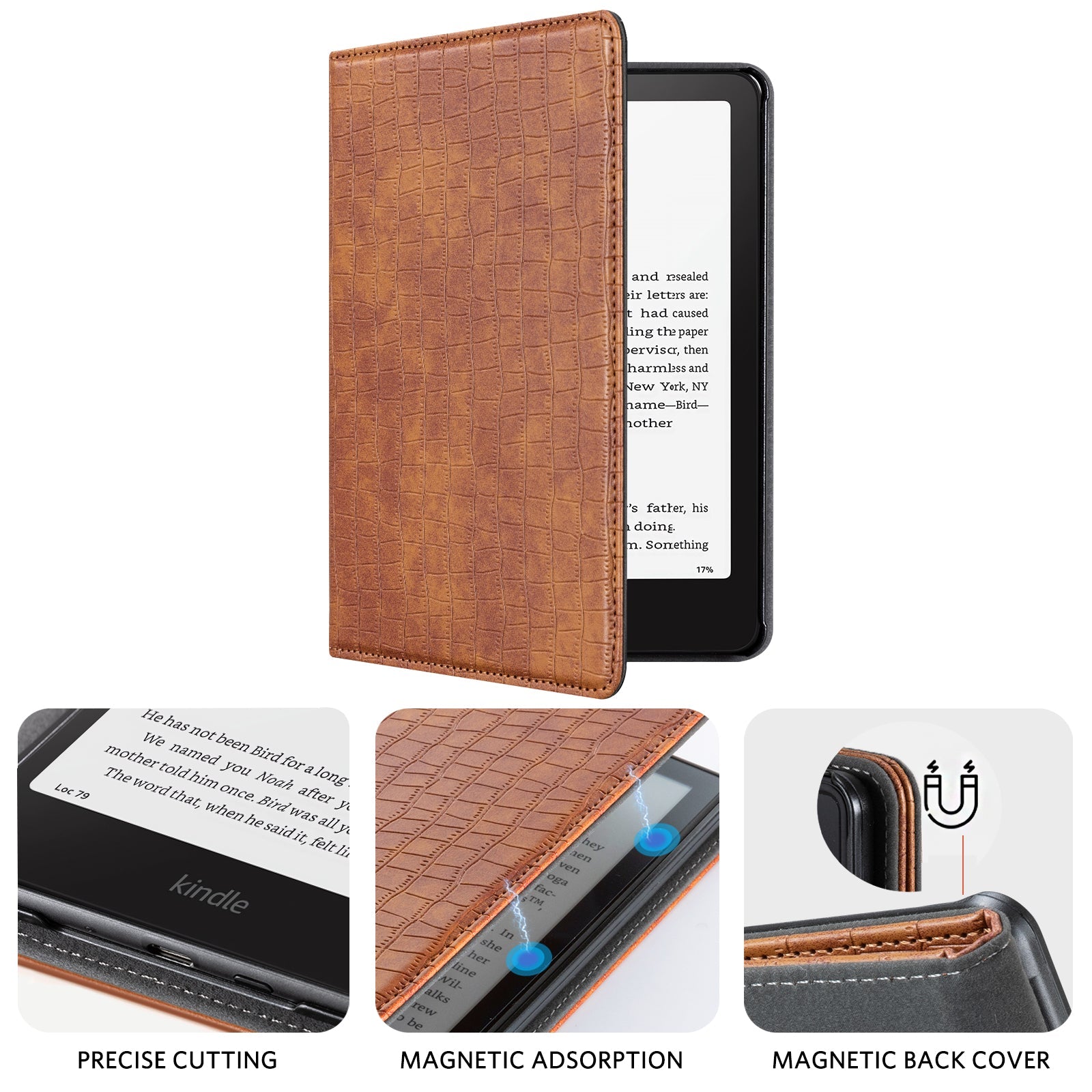 Kindle Paperwhite 12th Gen (2024 7 inch) stand Case#Color_Croco Brown
