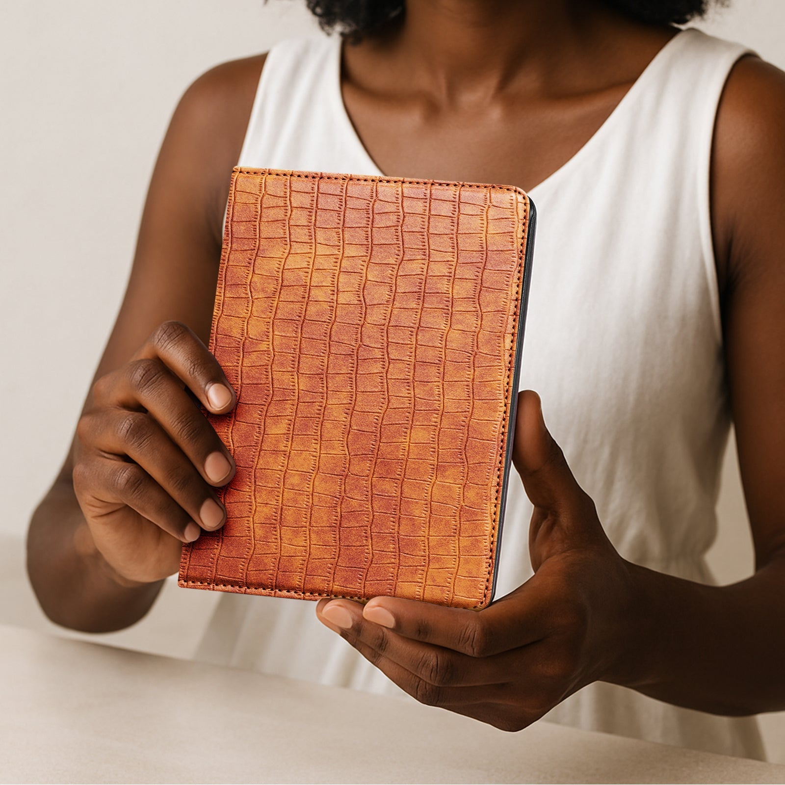 Kindle Paperwhite 12th Gen (2024 7 inch) stand Case#Color_Croco Brown