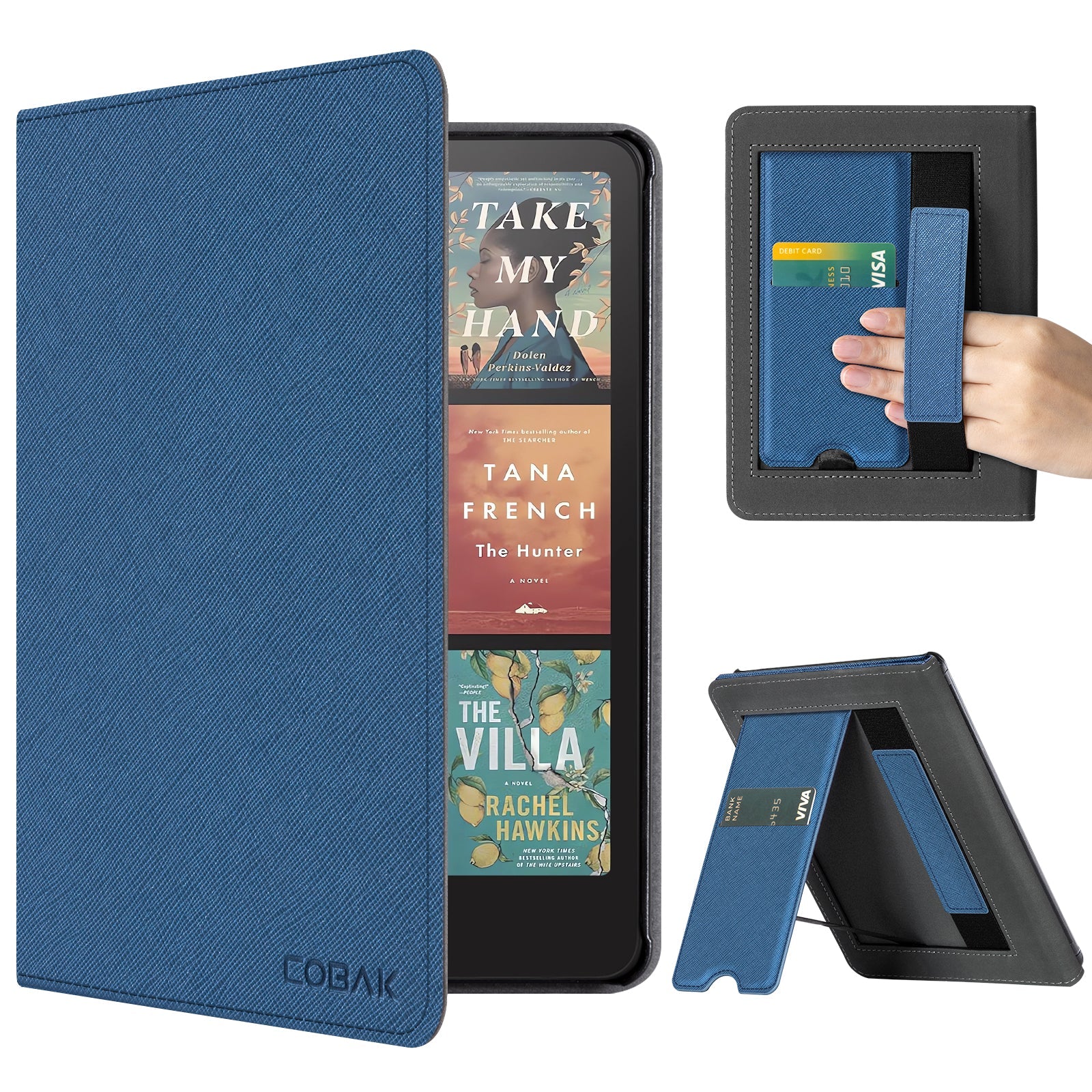 Kindle Paperwhite 12th Gen (2024 7 inch) stand Case#Color_Cross Texture Dark Blue
