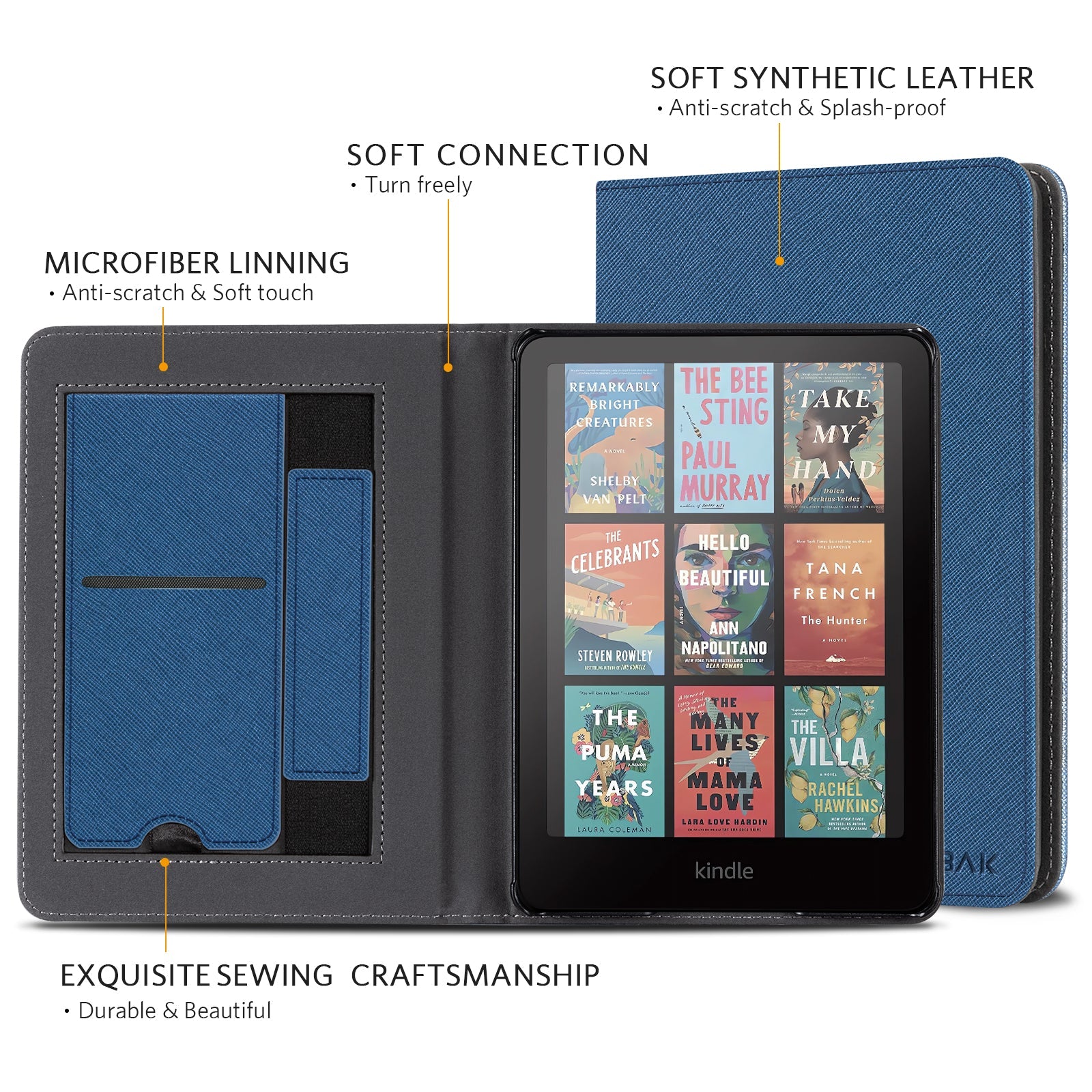Kindle Paperwhite 12th Gen (2024 7 inch) stand Case#Color_Cross Texture Dark Blue