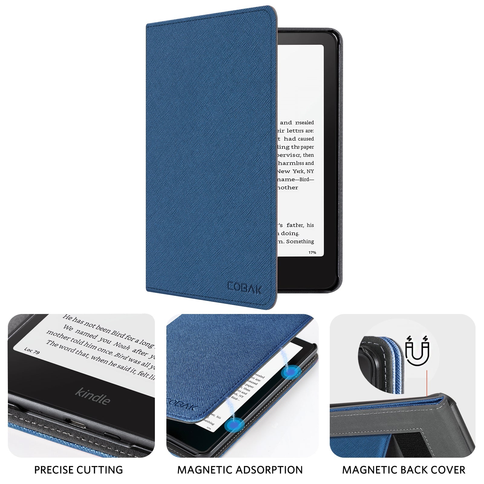Kindle Paperwhite 12th Gen (2024 7 inch) stand Case#Color_Cross Texture Dark Blue