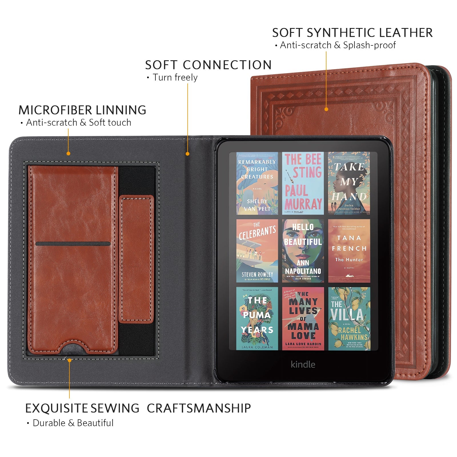 Kindle Paperwhite 12th Gen (2024 7 inch) stand Case#Color_Dark Brown