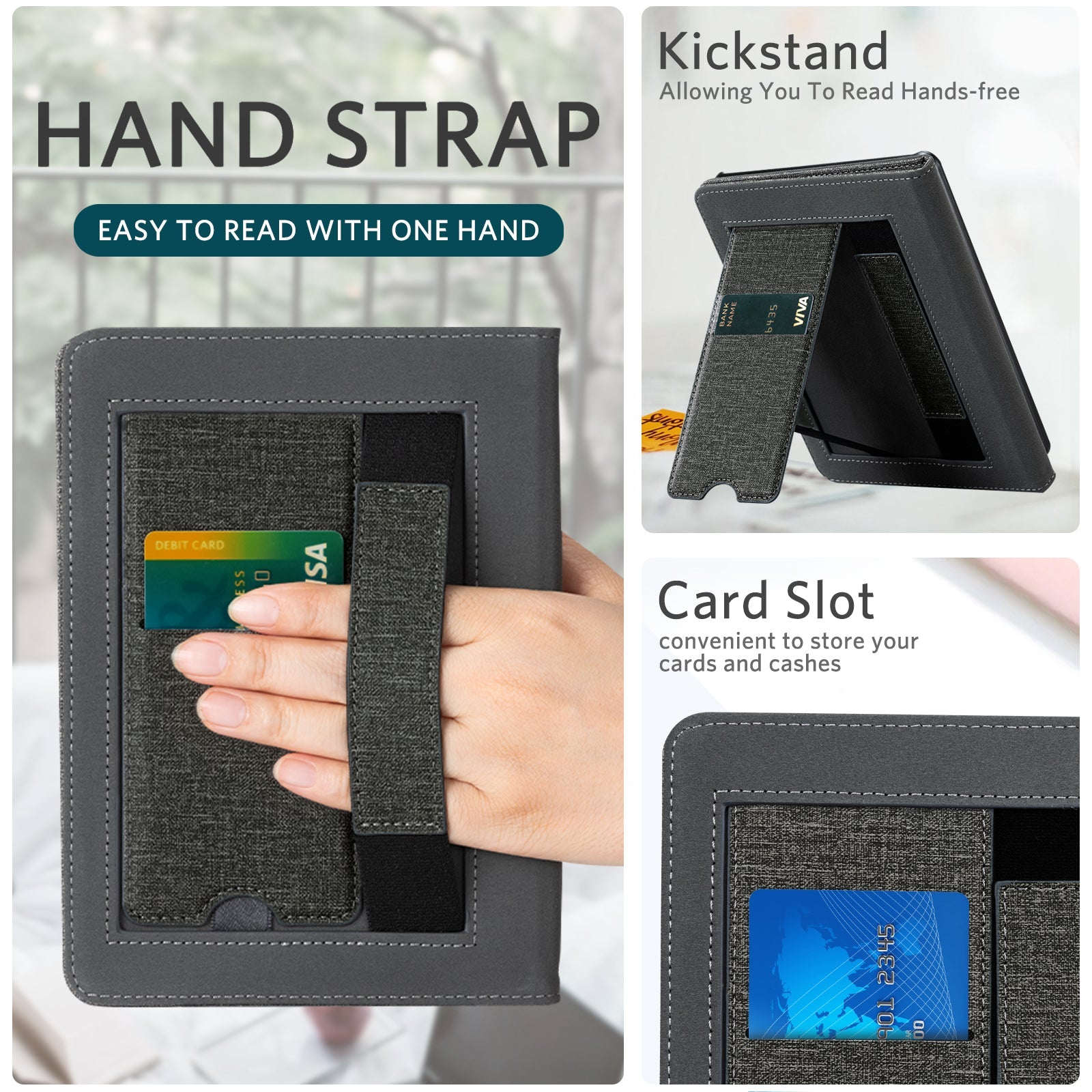 Kindle Paperwhite 12th Gen (2024 7 inch) stand Case#Color_Fabric Gray