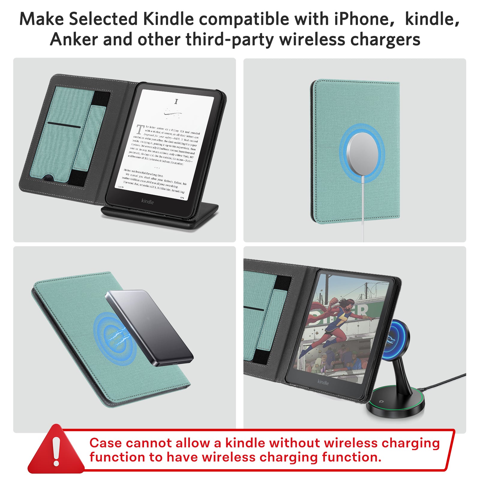 Kindle Paperwhite 12th Gen (2024 7 inch) stand Case#Color_Fabric Misty Green