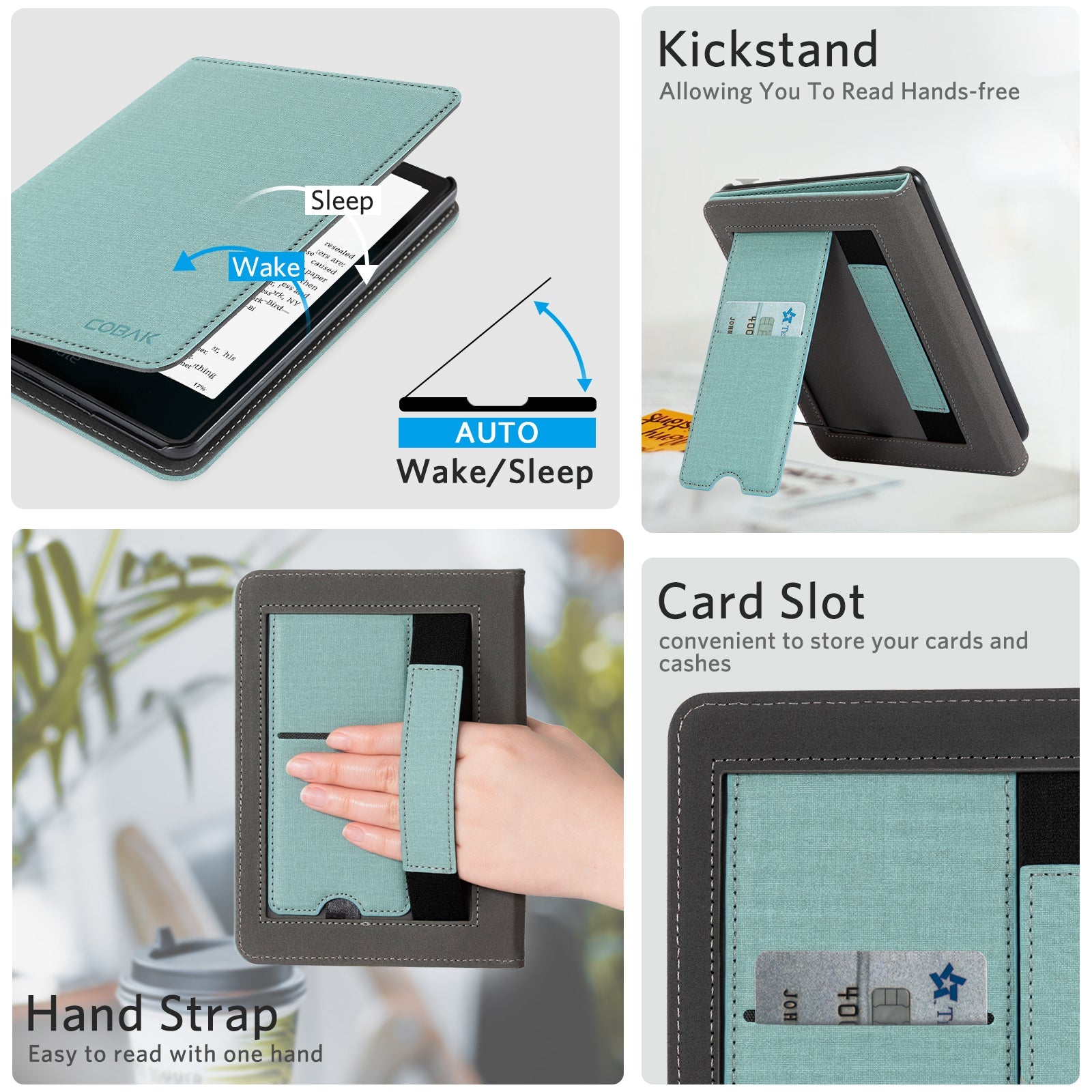 Kindle Paperwhite 12th Gen (2024 7 inch) stand Case#Color_Fabric Misty Green