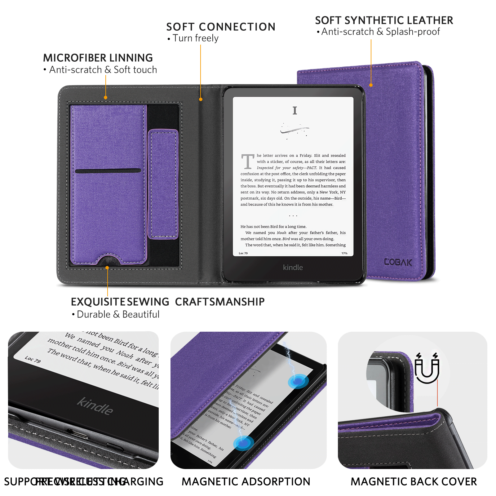 Kindle Paperwhite 12th Gen (2024 7 inch) stand Case#Color_Fabric Purple