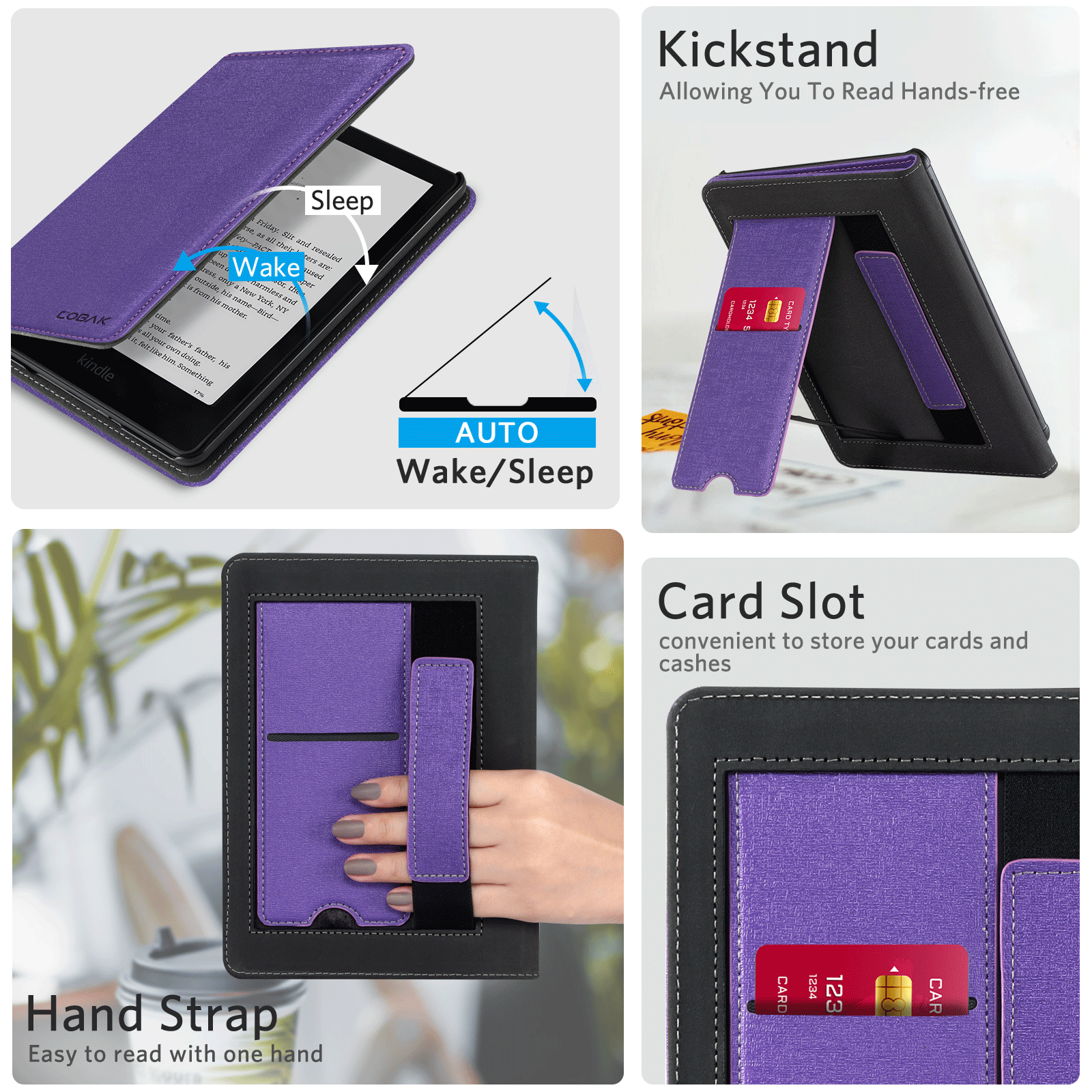 Kindle Paperwhite 12th Gen (2024 7 inch) stand Case#Color_Fabric Purple