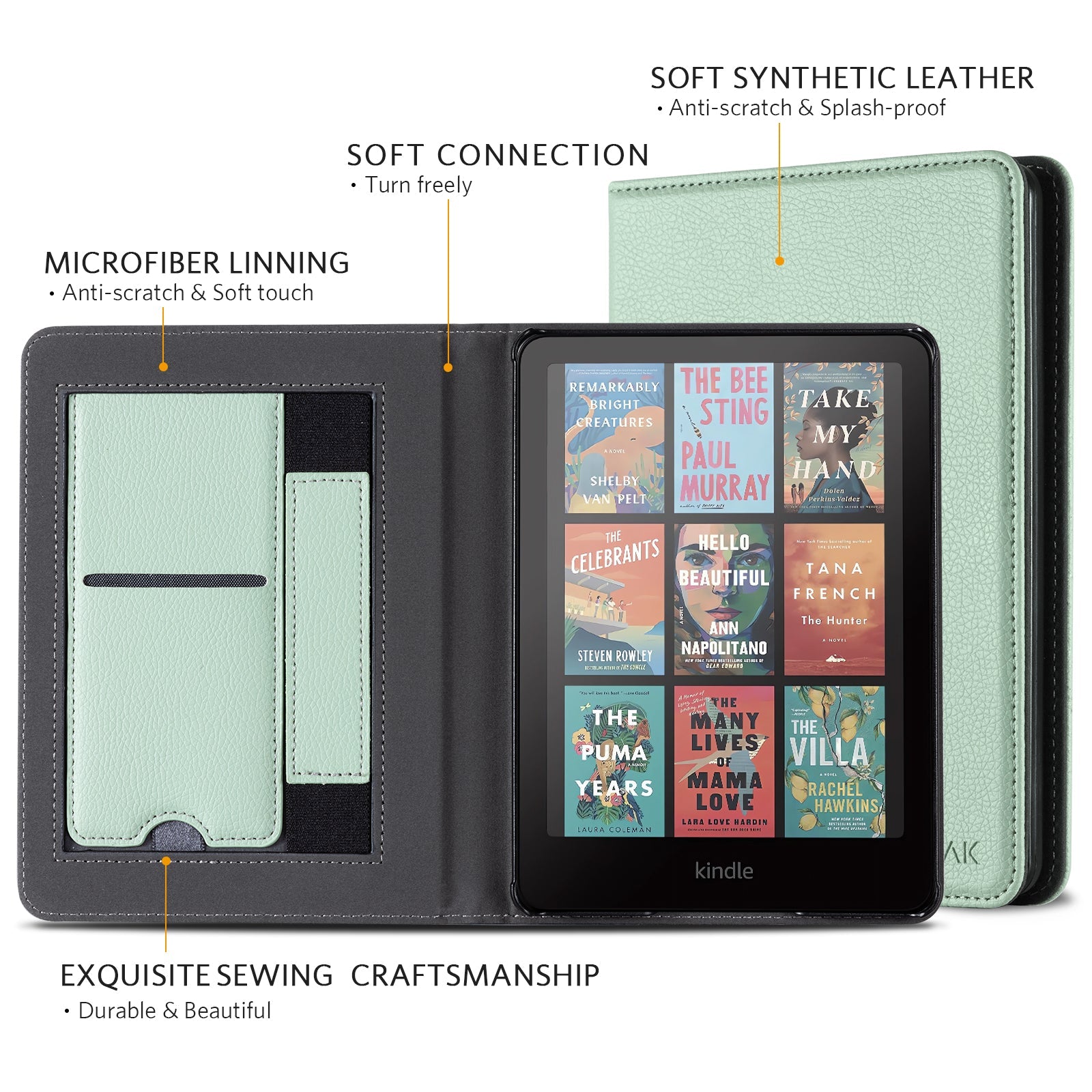 Kindle Paperwhite 12th Gen (2024 7 inch) stand Case#Color_Sage Green