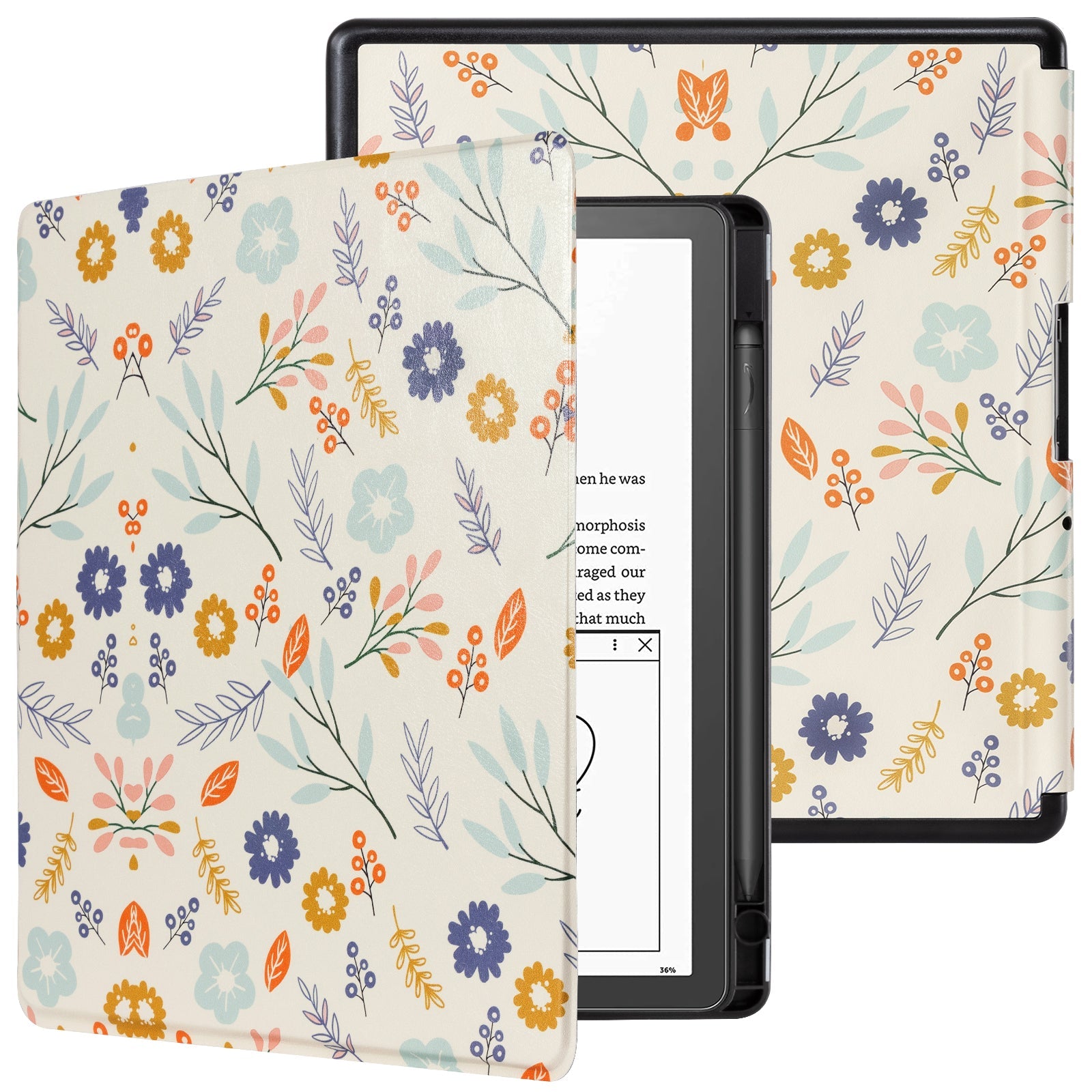 Kindle Scribe (2022/2024 10.2 INCH) Basic Case#Color_Beige Flowers
