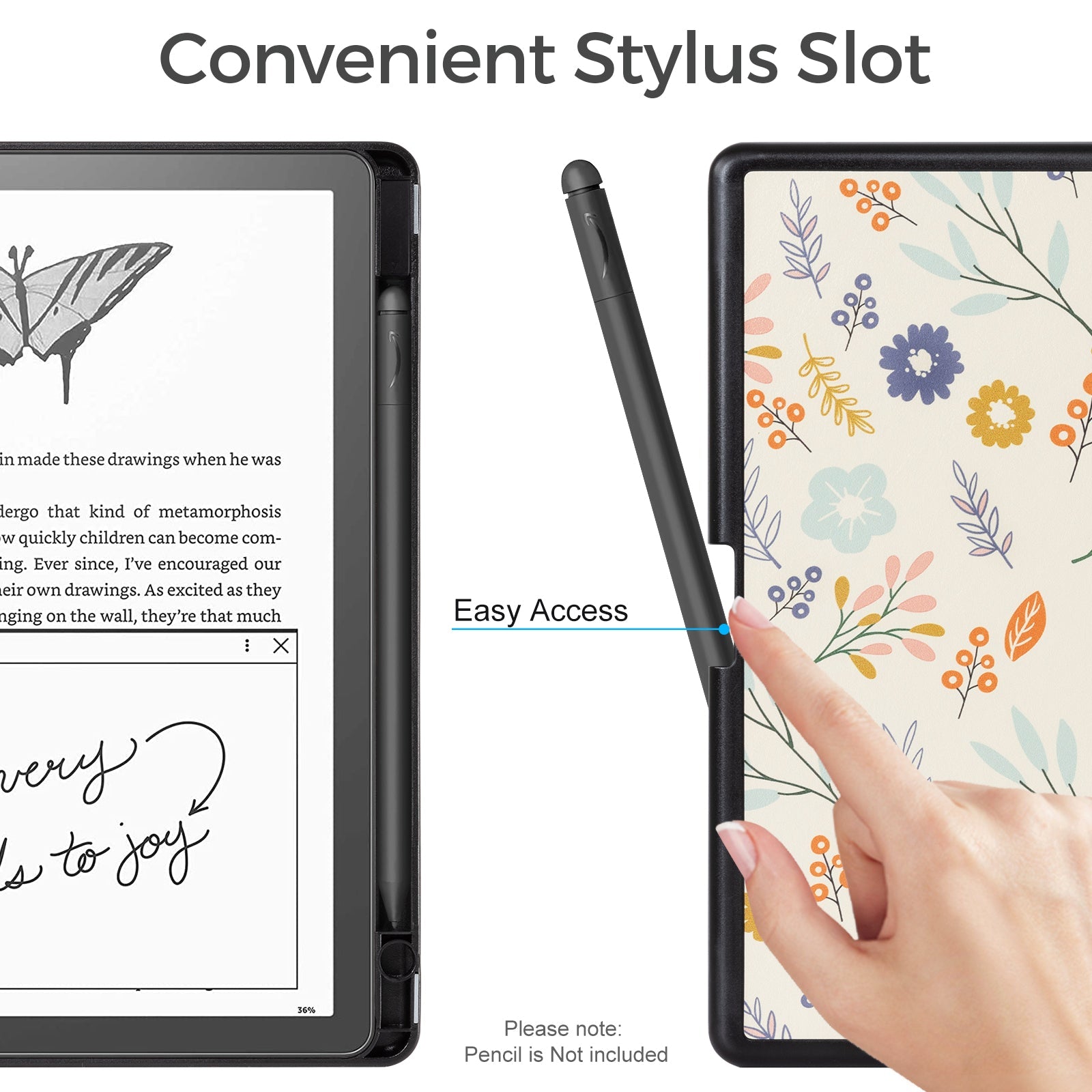 Kindle Scribe (2022/2024 10.2 INCH) Basic Case#Color_Beige Flowers