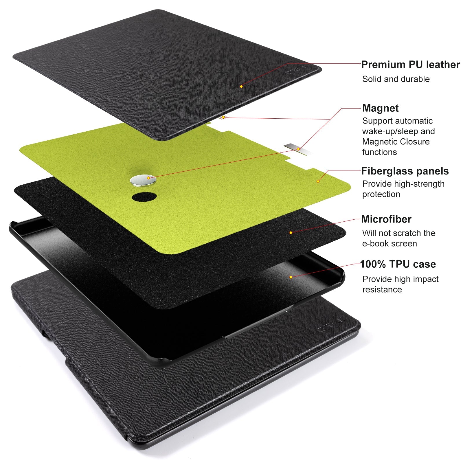 Kindle Scribe (2022/2024 10.2 INCH) Basic Case#Color_Cross Texture Black