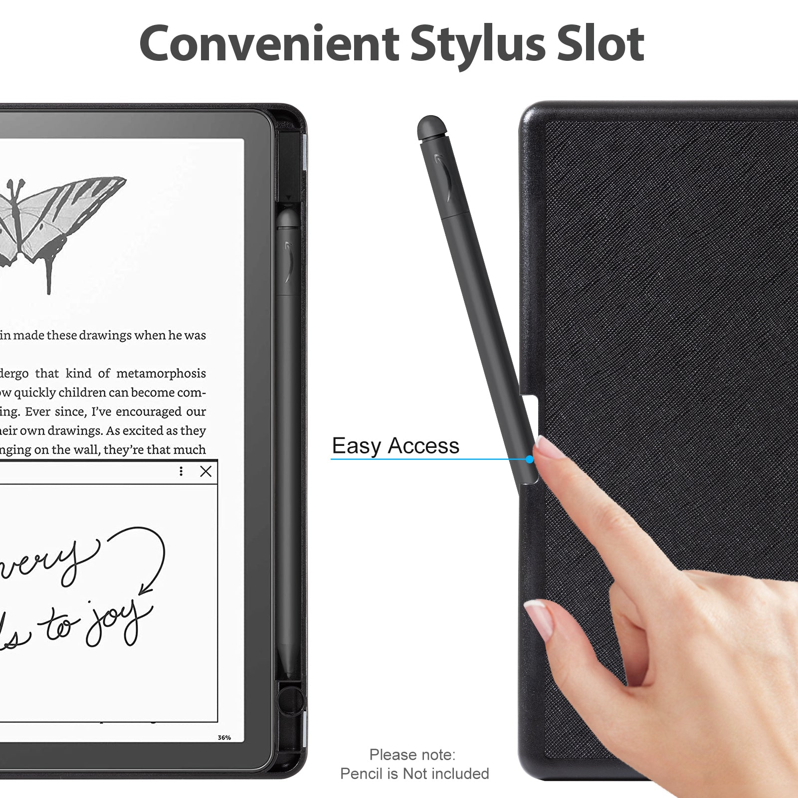 Kindle Scribe (2022/2024 10.2 INCH) Basic Case#Color_Cross Texture Black
