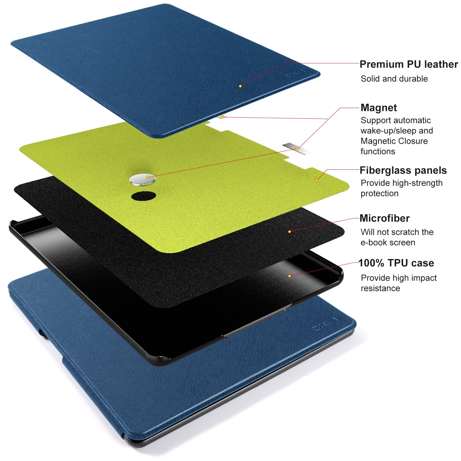 Kindle Scribe (2022/2024 10.2 INCH) Basic Case#Color_Cross Texture Dark Blue