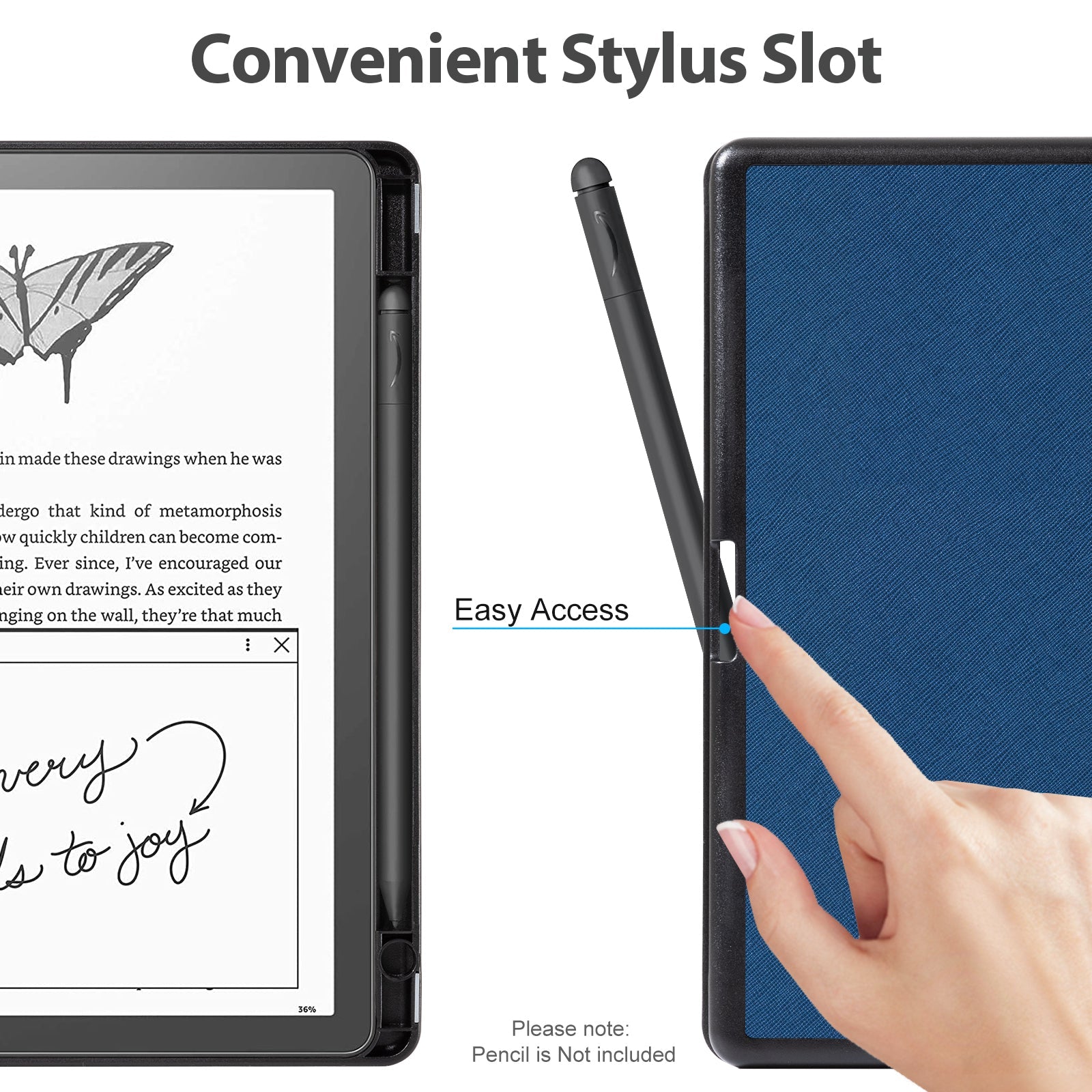 Kindle Scribe (2022/2024 10.2 INCH) Basic Case#Color_Cross Texture Dark Blue