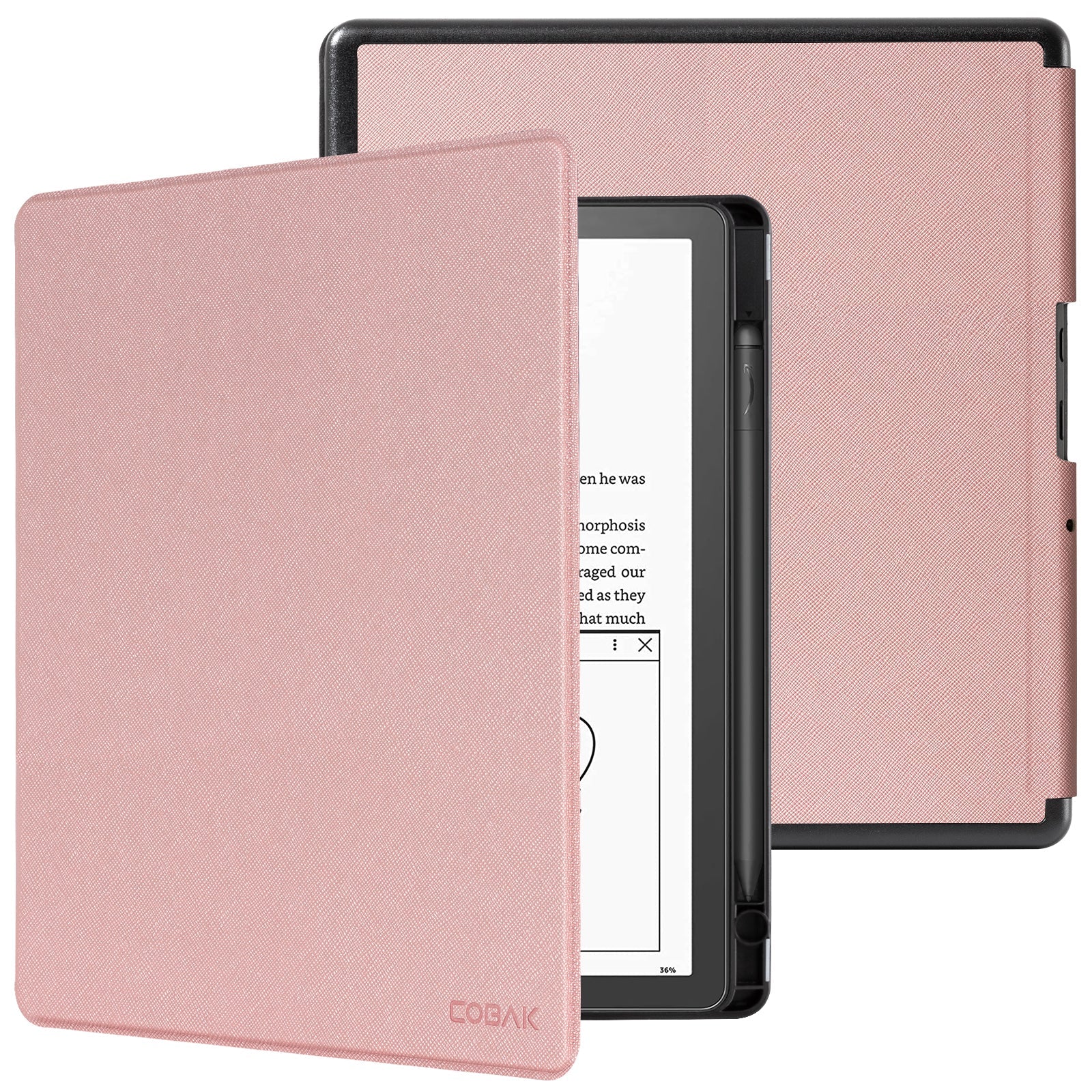Kindle Scribe (2022/2024 10.2 INCH) Basic Case#Color_Cross Texture Rose Gold