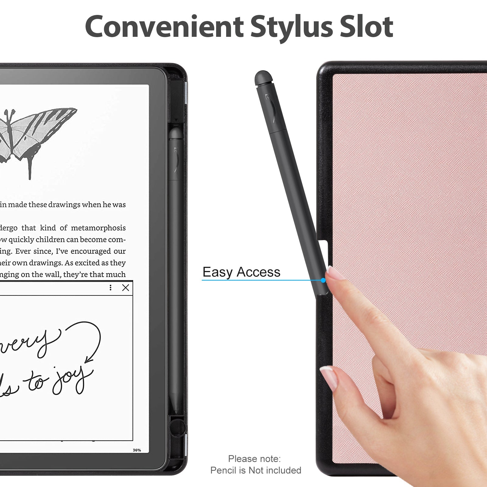 Kindle Scribe (2022/2024 10.2 INCH) Basic Case#Color_Cross Texture Rose Gold