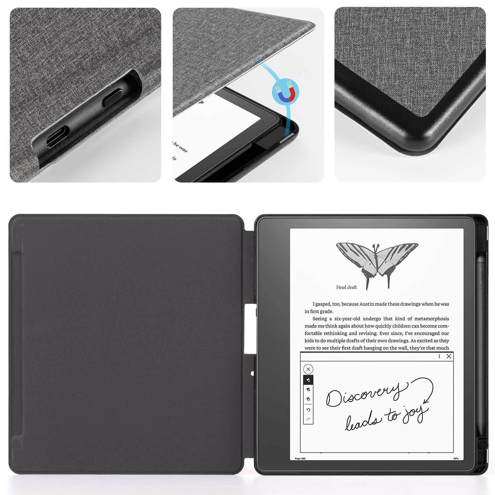 Kindle Scribe (2022/2024 10.2 INCH) Basic Case#Color_Fabric Gray
