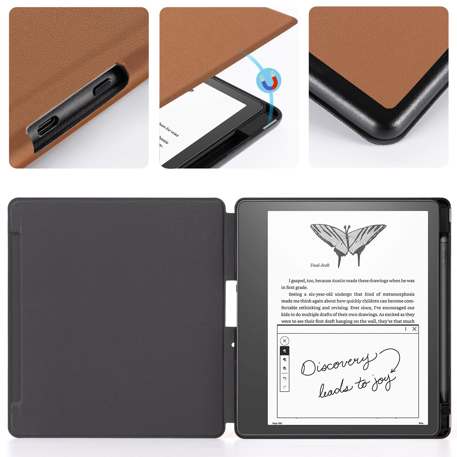 Kindle Scribe (2022/2024 10.2 INCH) Basic Case#Color_Lychee Brown