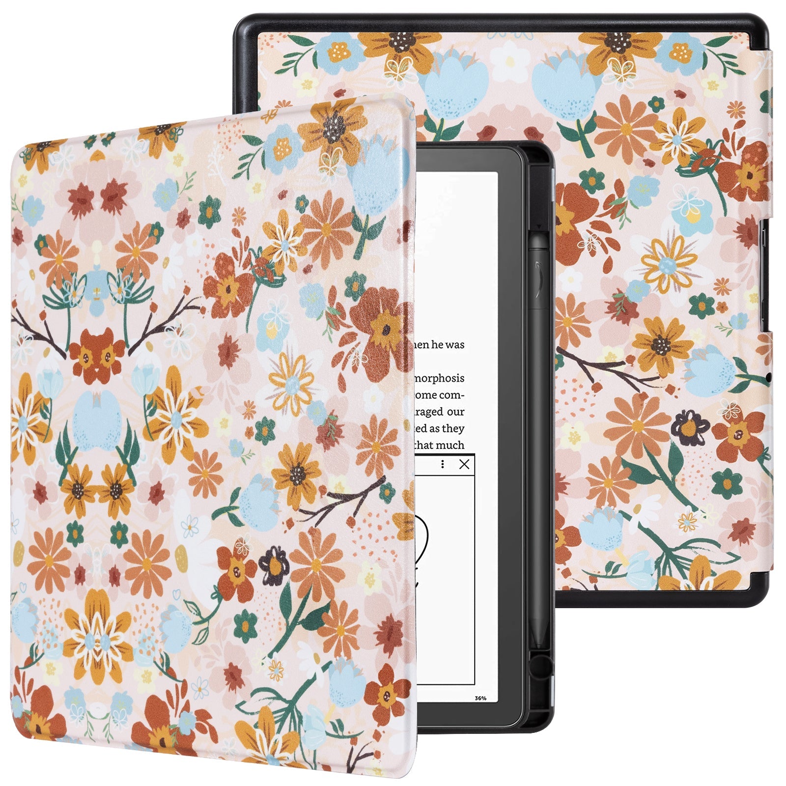 Kindle Scribe (2022/2024 10.2 INCH) Basic Case#Color_Orange Floral