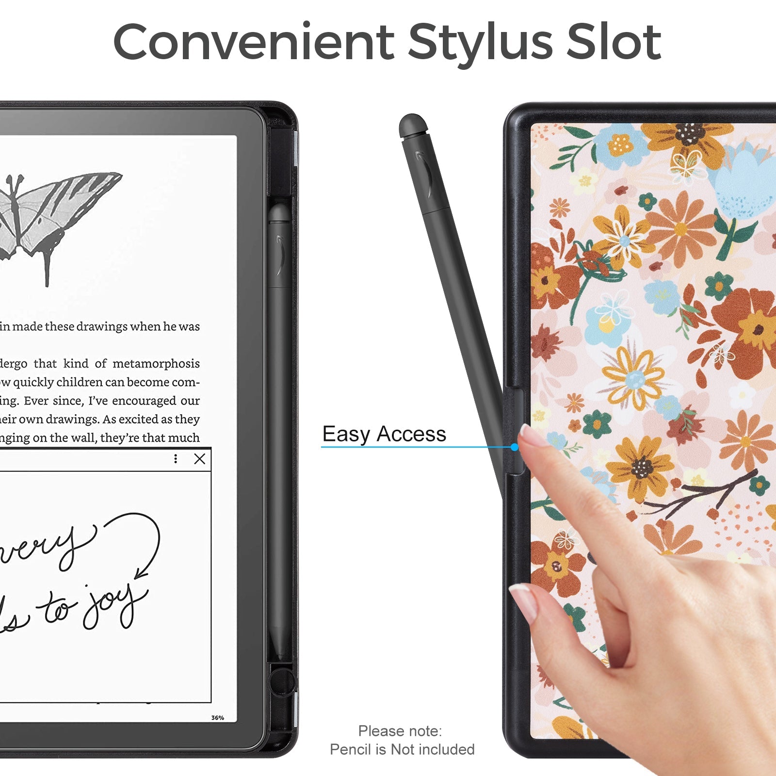 Kindle Scribe (2022/2024 10.2 INCH) Basic Case#Color_Orange Floral