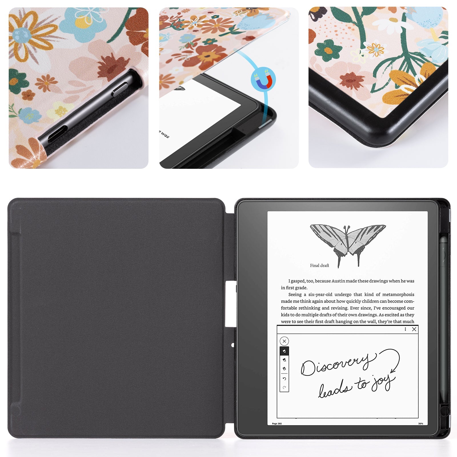 Kindle Scribe (2022/2024 10.2 INCH) Basic Case#Color_Orange Floral