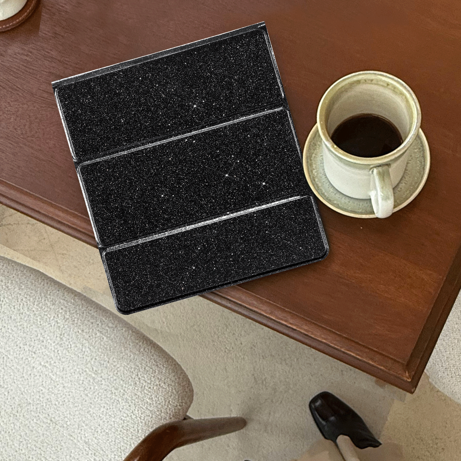 Senyu Black Glitter Kindle Scribe 10.2 Inch Folio Case