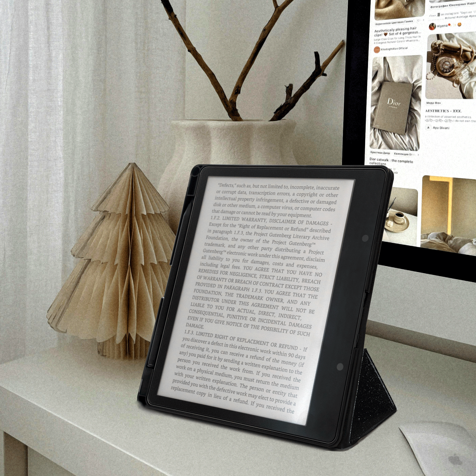 Senyu Black Glitter Kindle Scribe 10.2 Inch Folio Case